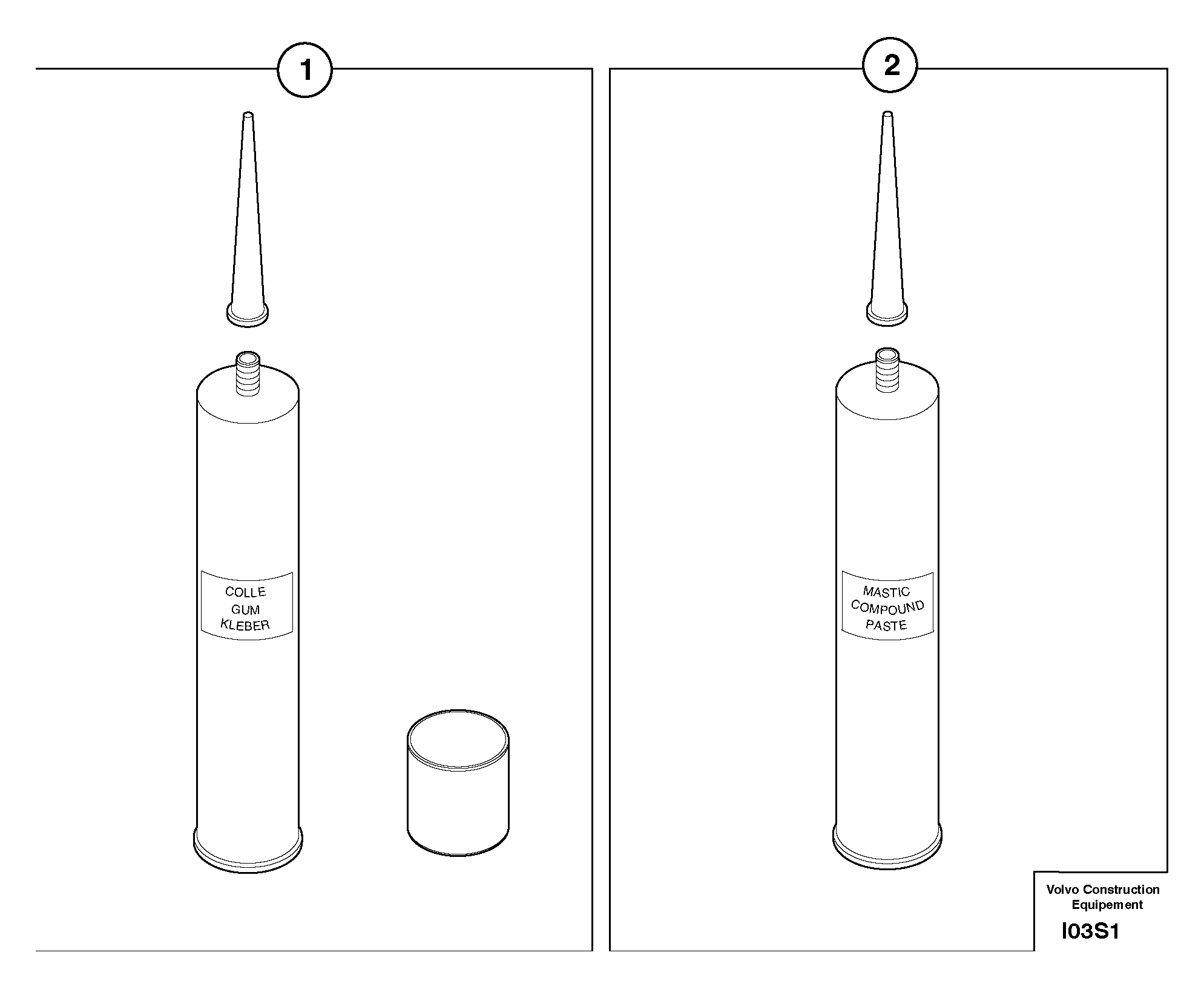 Схема запчастей Volvo EW50 - 9448 Glue Kit for cab EW50 TYPE 256