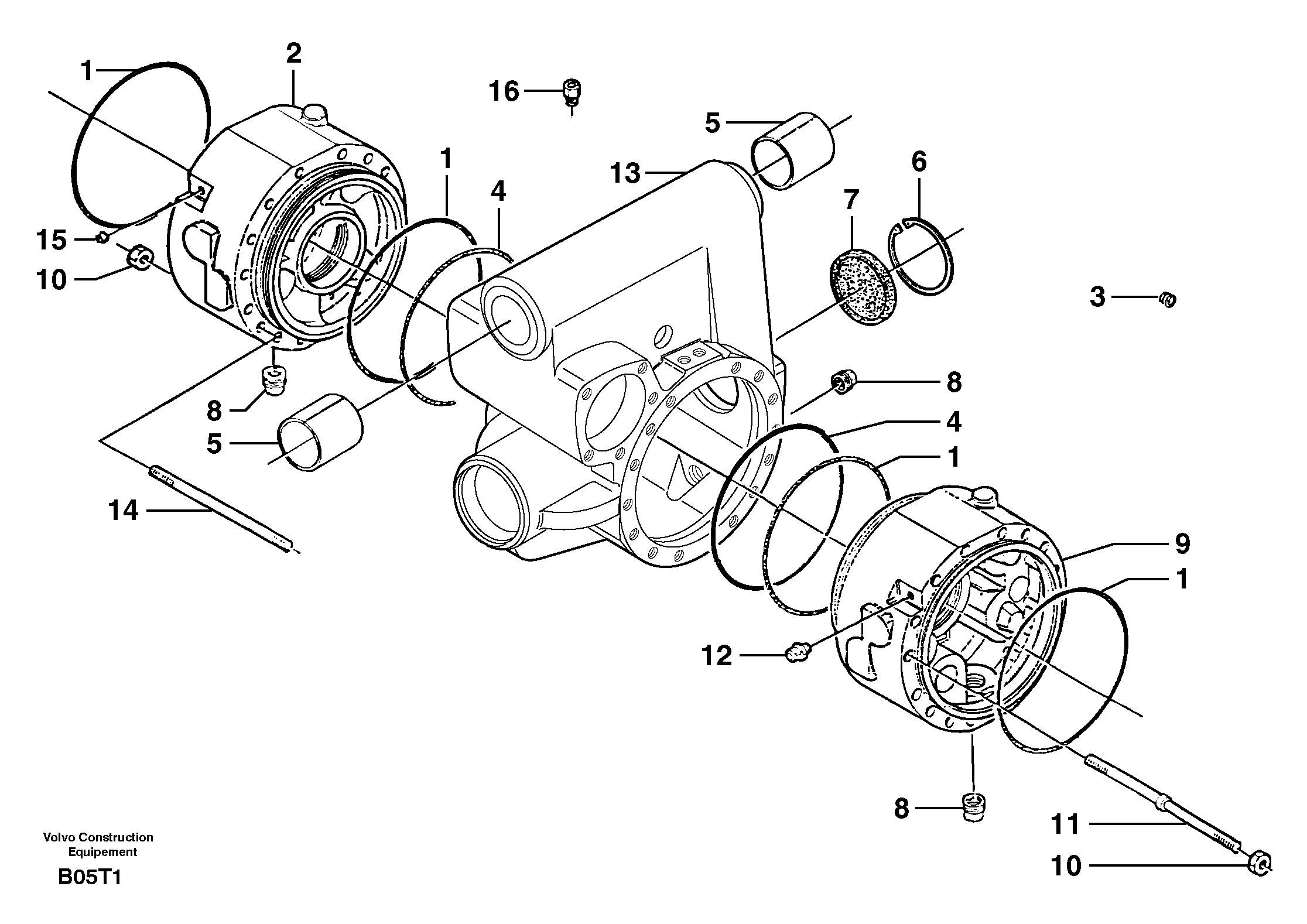 Схема запчастей Volvo EW50 - 30133 Front axle ( 1660 ) : sump EW50VV TYPE 256