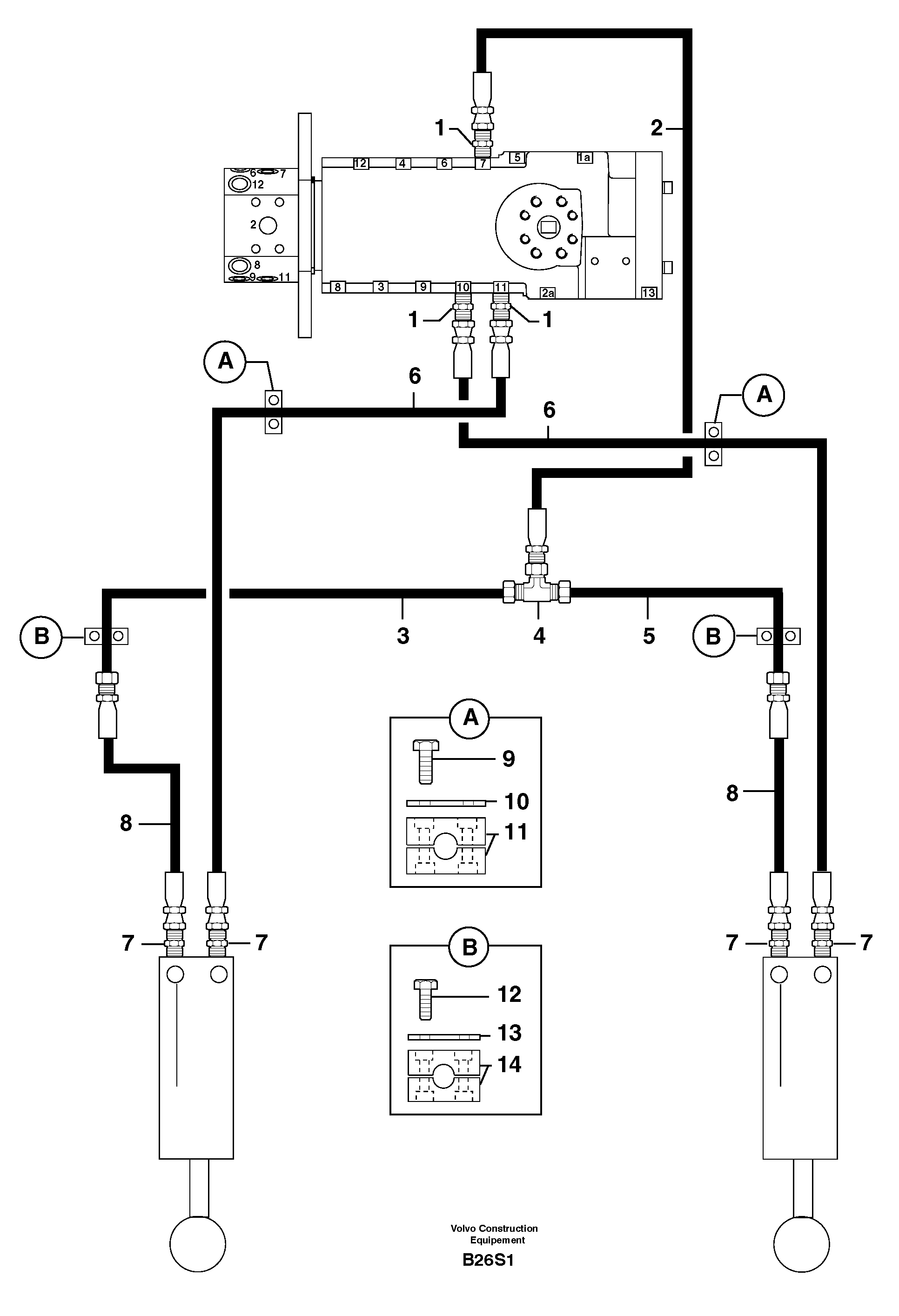 Схема запчастей Volvo EW50 - 102410 Hydr. circuit. ( dozer blade ) EW50 TYPE 256