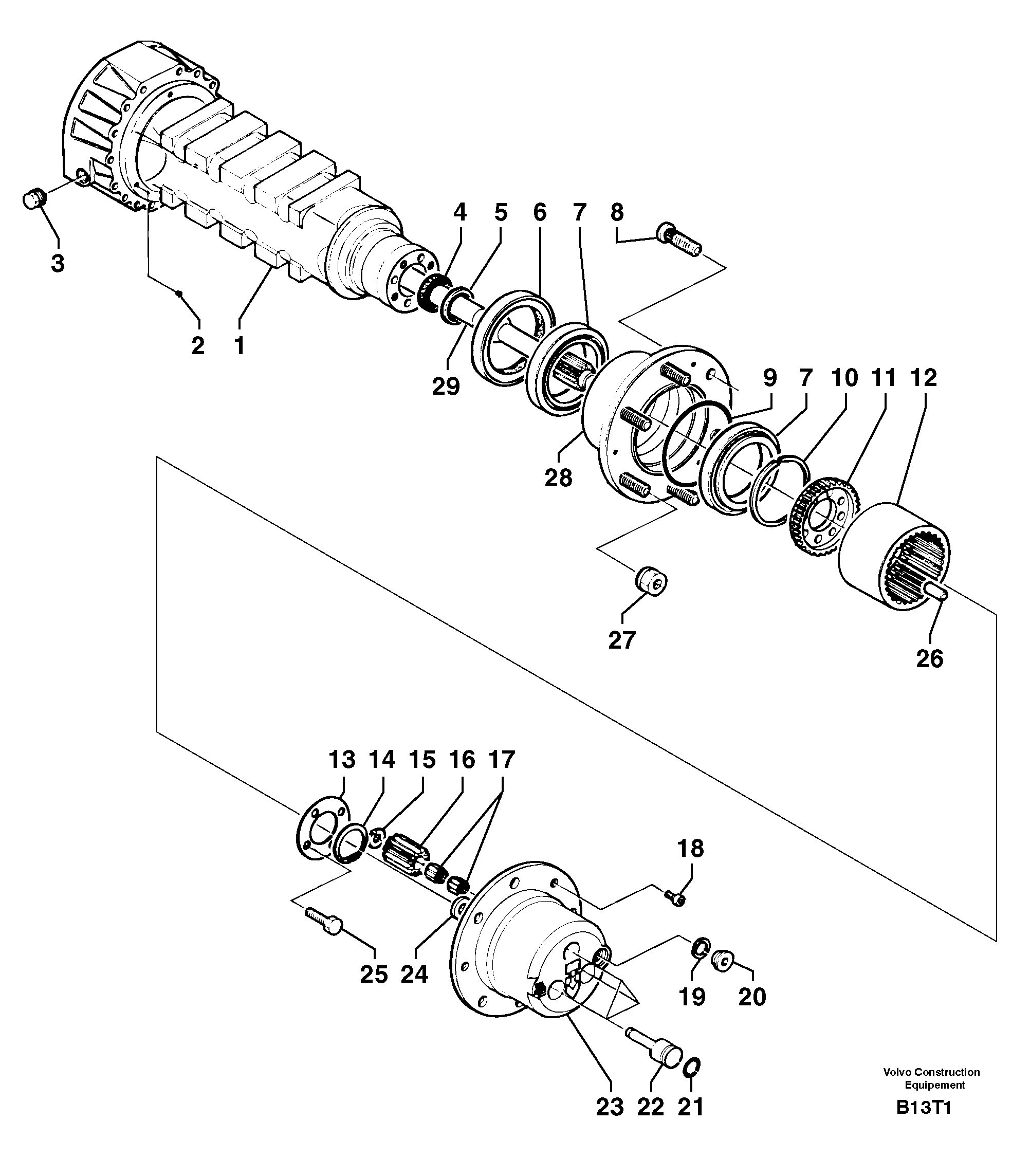 Схема запчастей Volvo EW50 - 31132 Rear axle ( 1660 ) : axle EW50VV TYPE 256