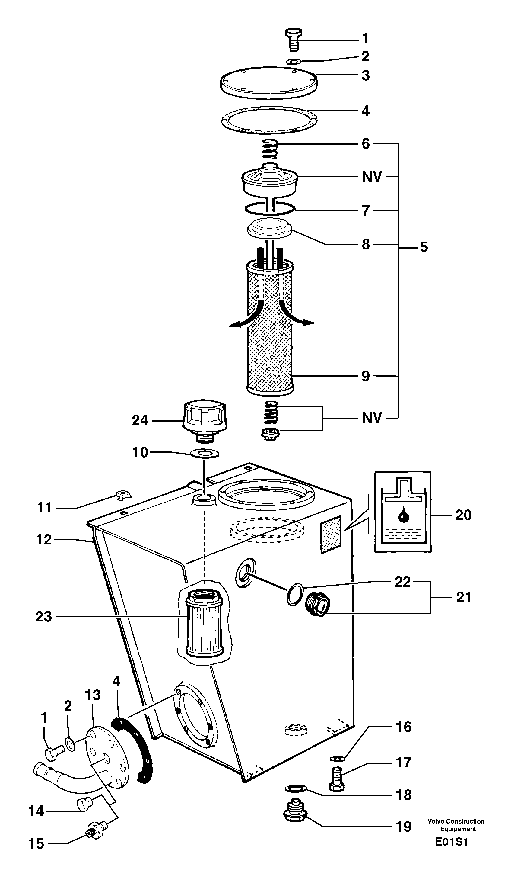 Схема запчастей Volvo EW50 - 105810 Гидробак EW50 TYPE 256