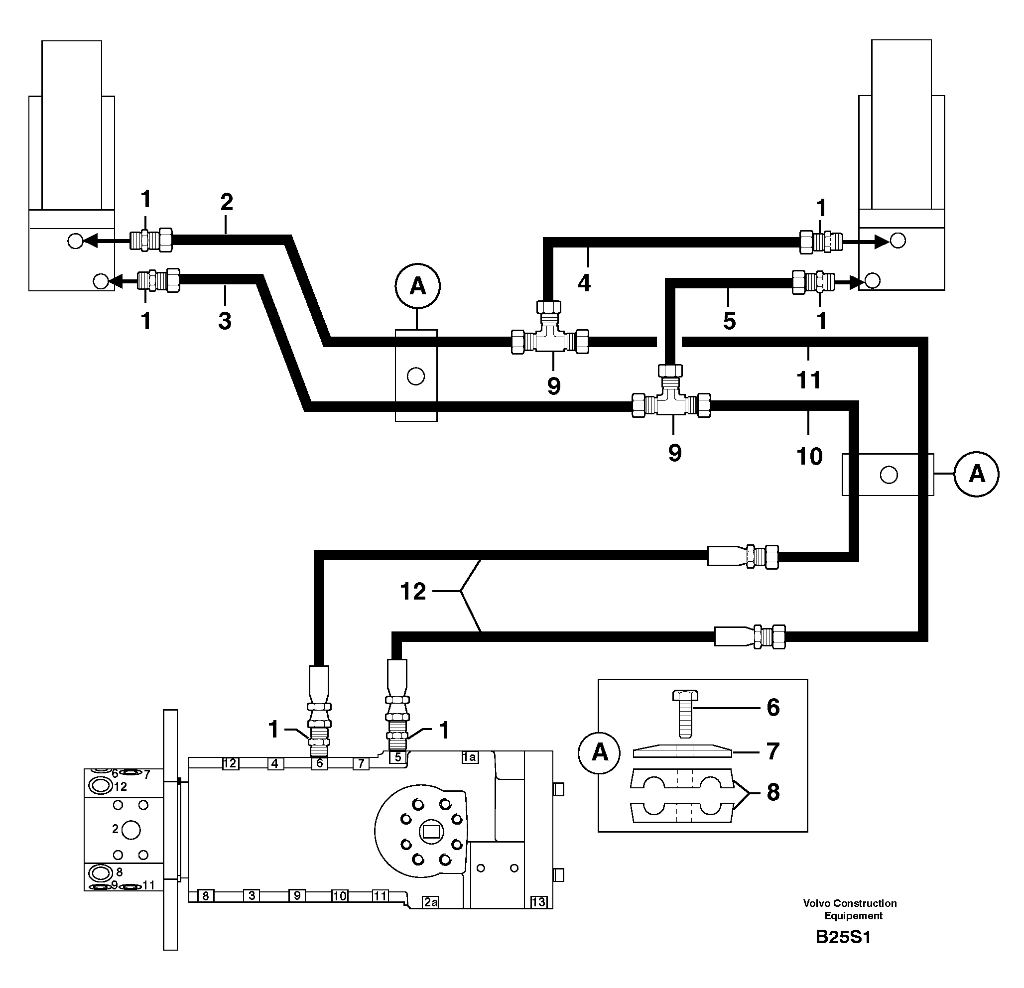 Схема запчастей Volvo EW50 - 6877 Hydr. circuit. ( oscillation lock ) EW50 TYPE 256