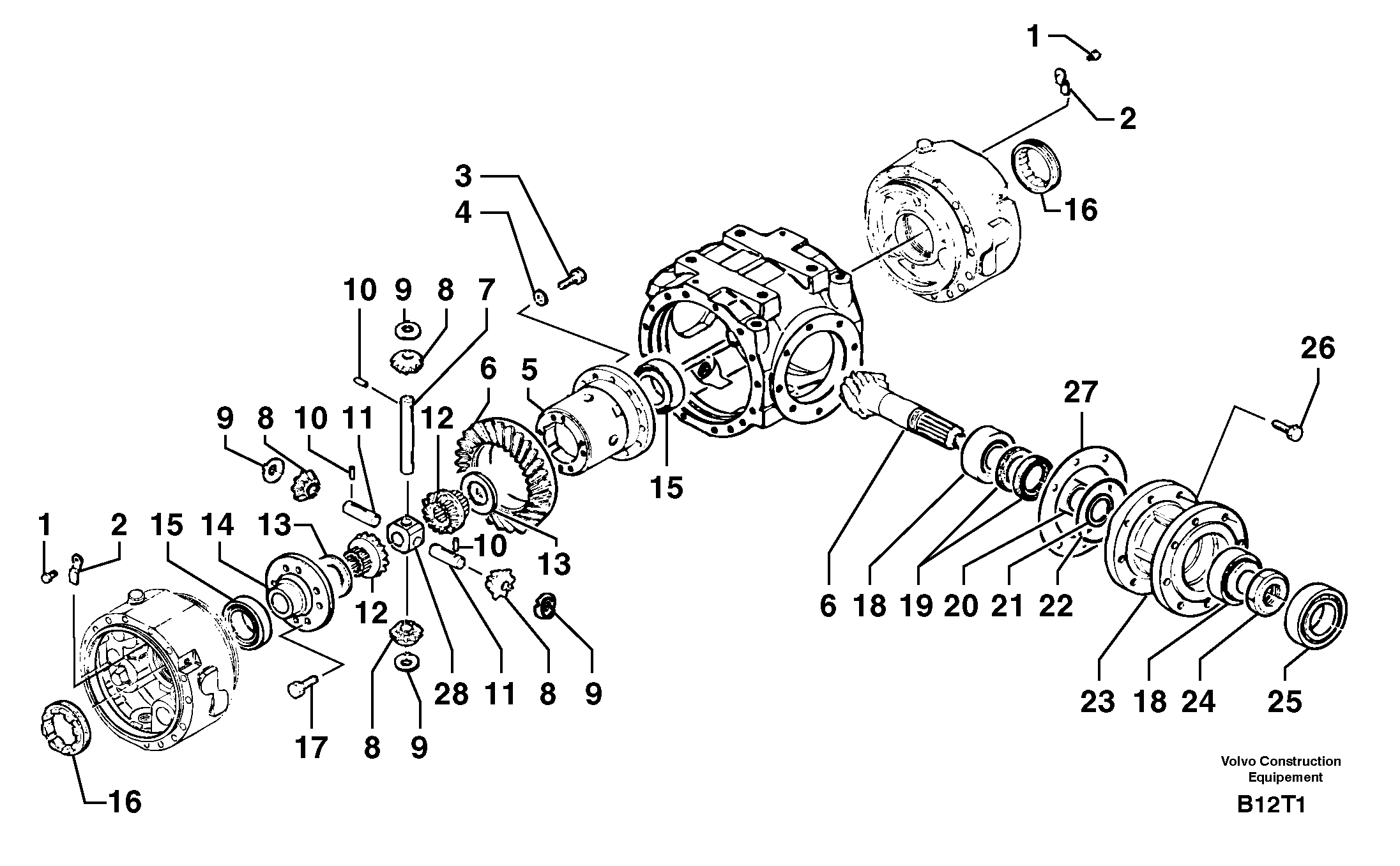 Схема запчастей Volvo EW50 - 31134 Rear axle ( 1660 ) : differential EW50VV TYPE 256