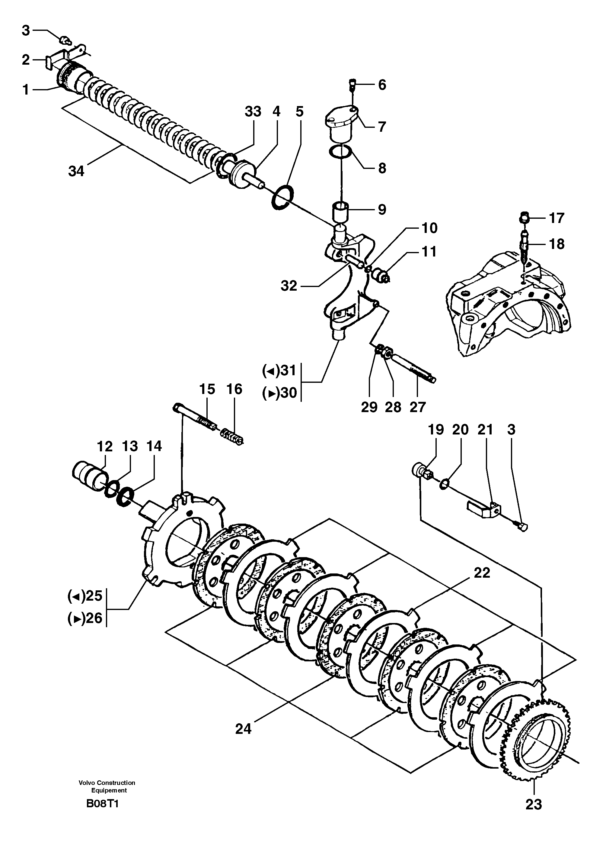 Схема запчастей Volvo EW50 - 57454 Тормоза переднего моста (1660) EW50VV TYPE 256