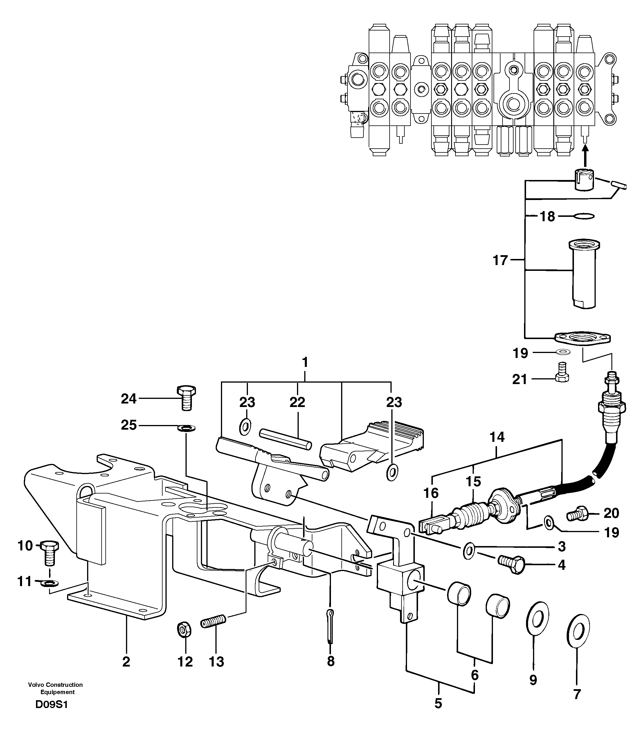 Схема запчастей Volvo EW50 - 13510 Control pedal : accessories on attachment - 75 l/m EW50 TYPE 256