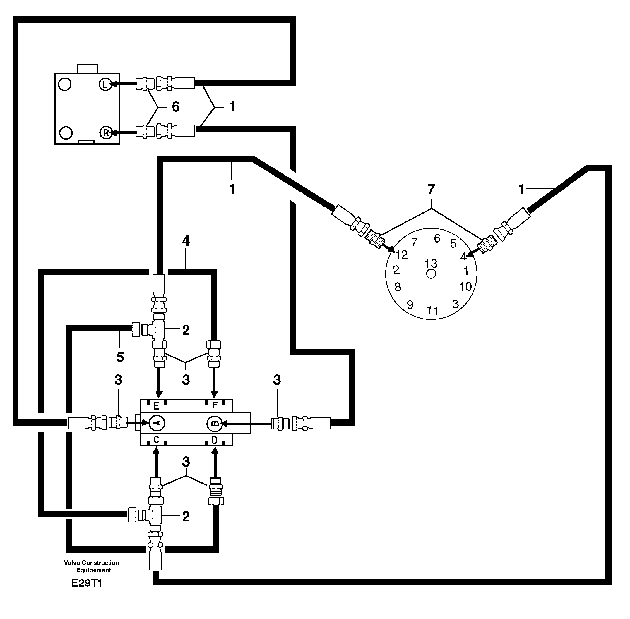 Схема запчастей Volvo EW50 - 31873 Hydraulic circuit / steering reversing EW50VV TYPE 256
