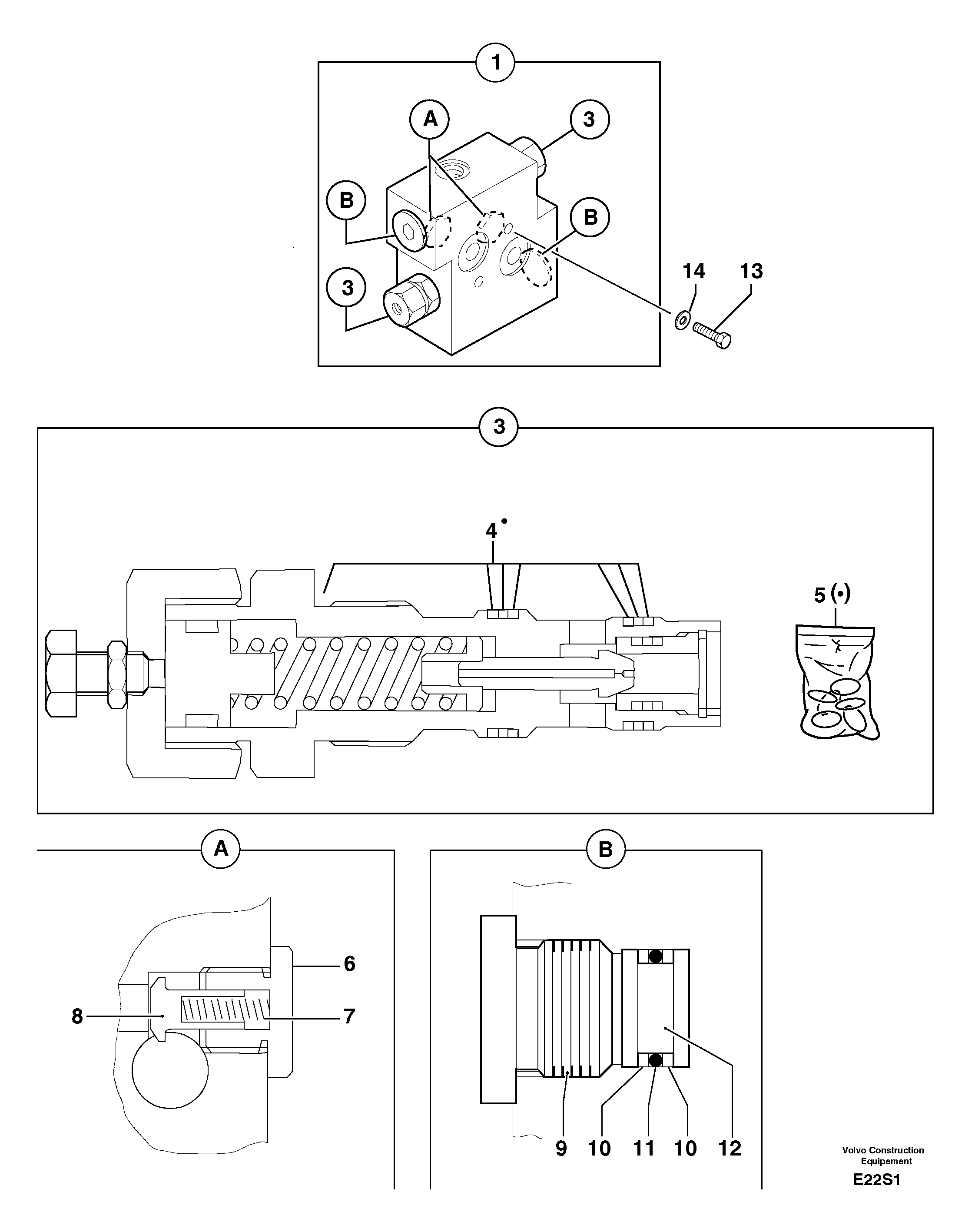 Схема запчастей Volvo EW50 - 33186 Pressure relief valve ( slewing ) EW50 TYPE 256