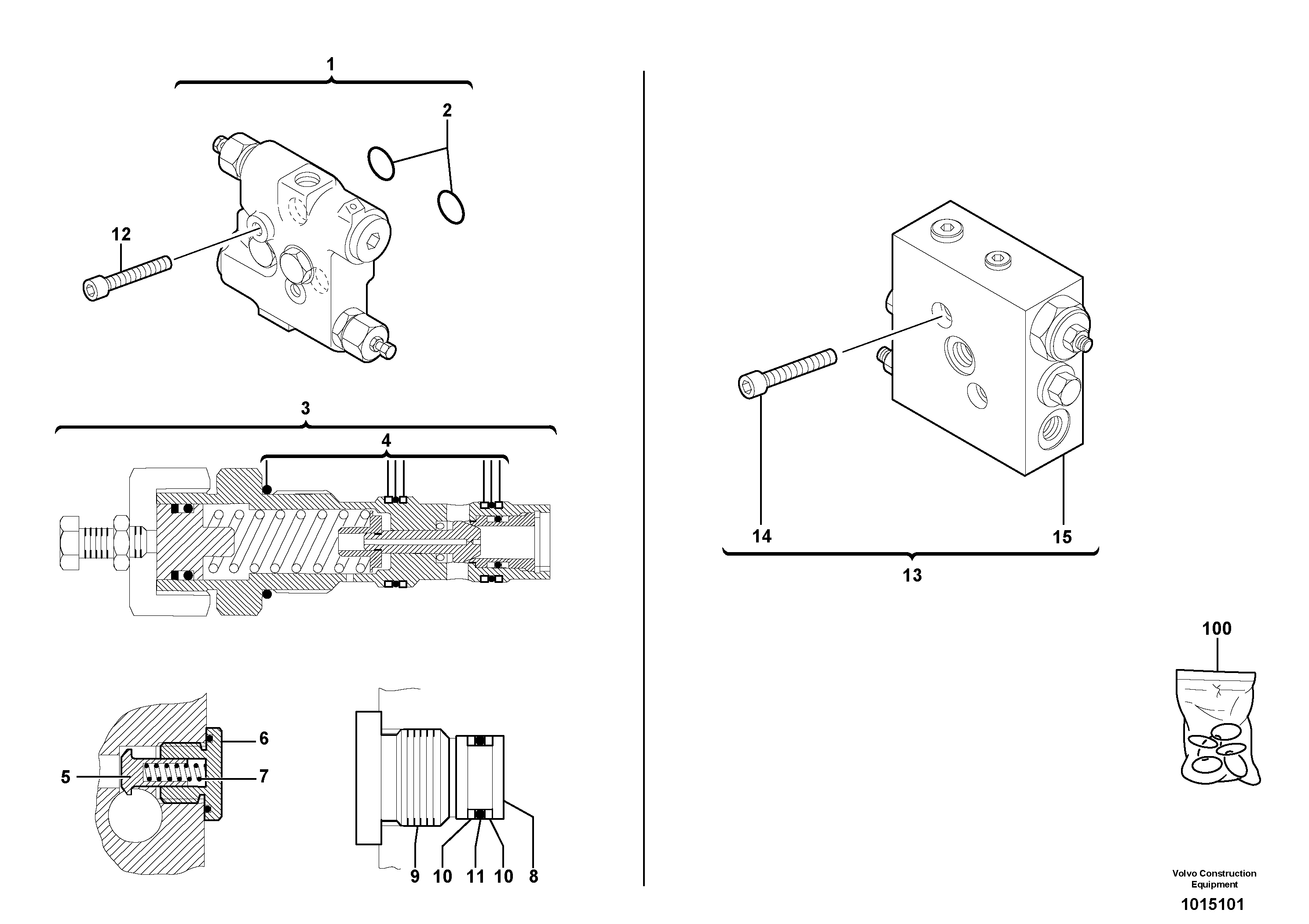 Схема запчастей Volvo EW50 - 33187 Balancing valve ( slewing ) EW50 TYPE 256