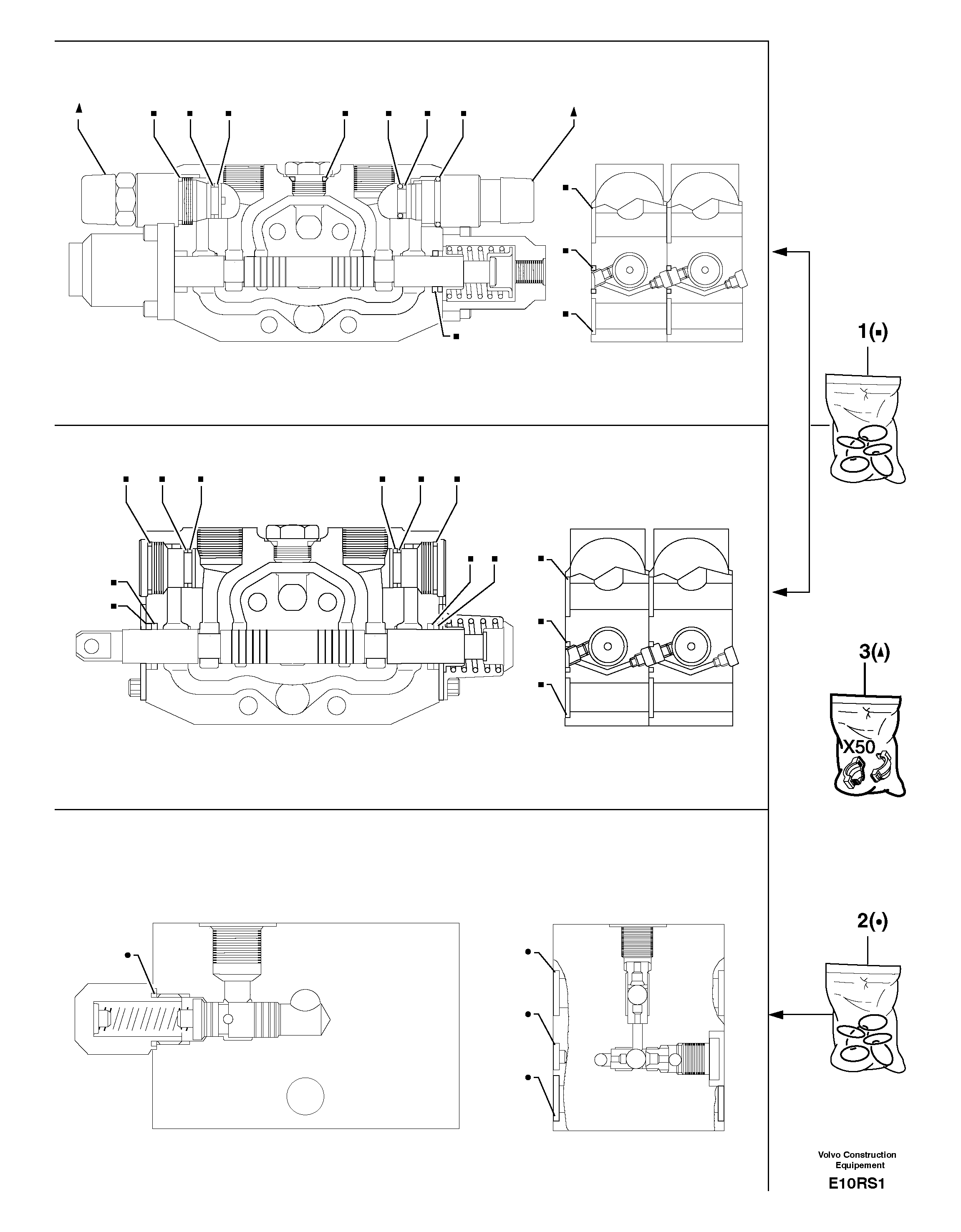 Схема запчастей Volvo EW50 - 6893 Control valve : seal (kit) for complete element EW50 TYPE 256