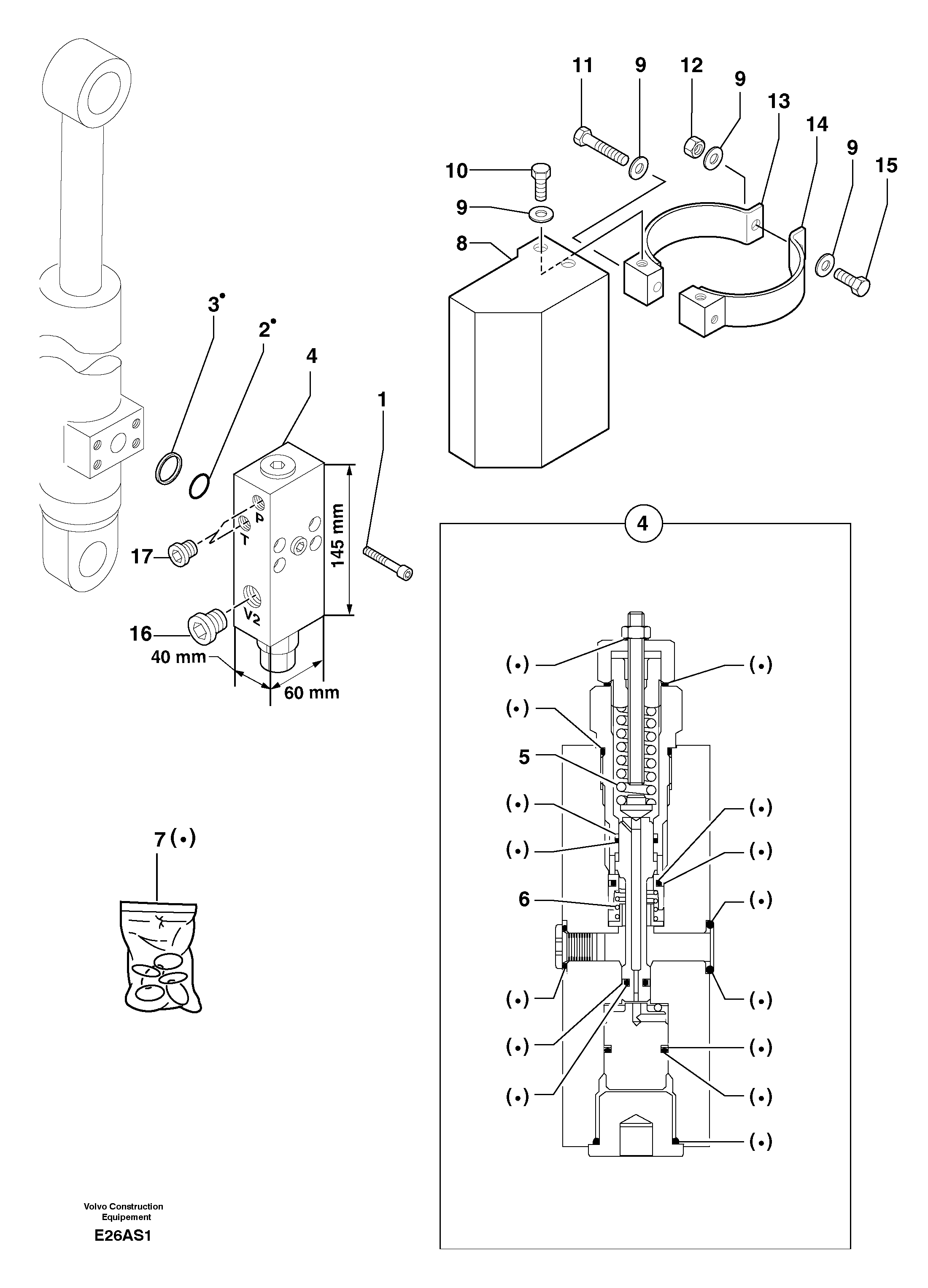 Схема запчастей Volvo EW50 - 6900 Safety valve ( boom cylinder ) EW50 TYPE 256