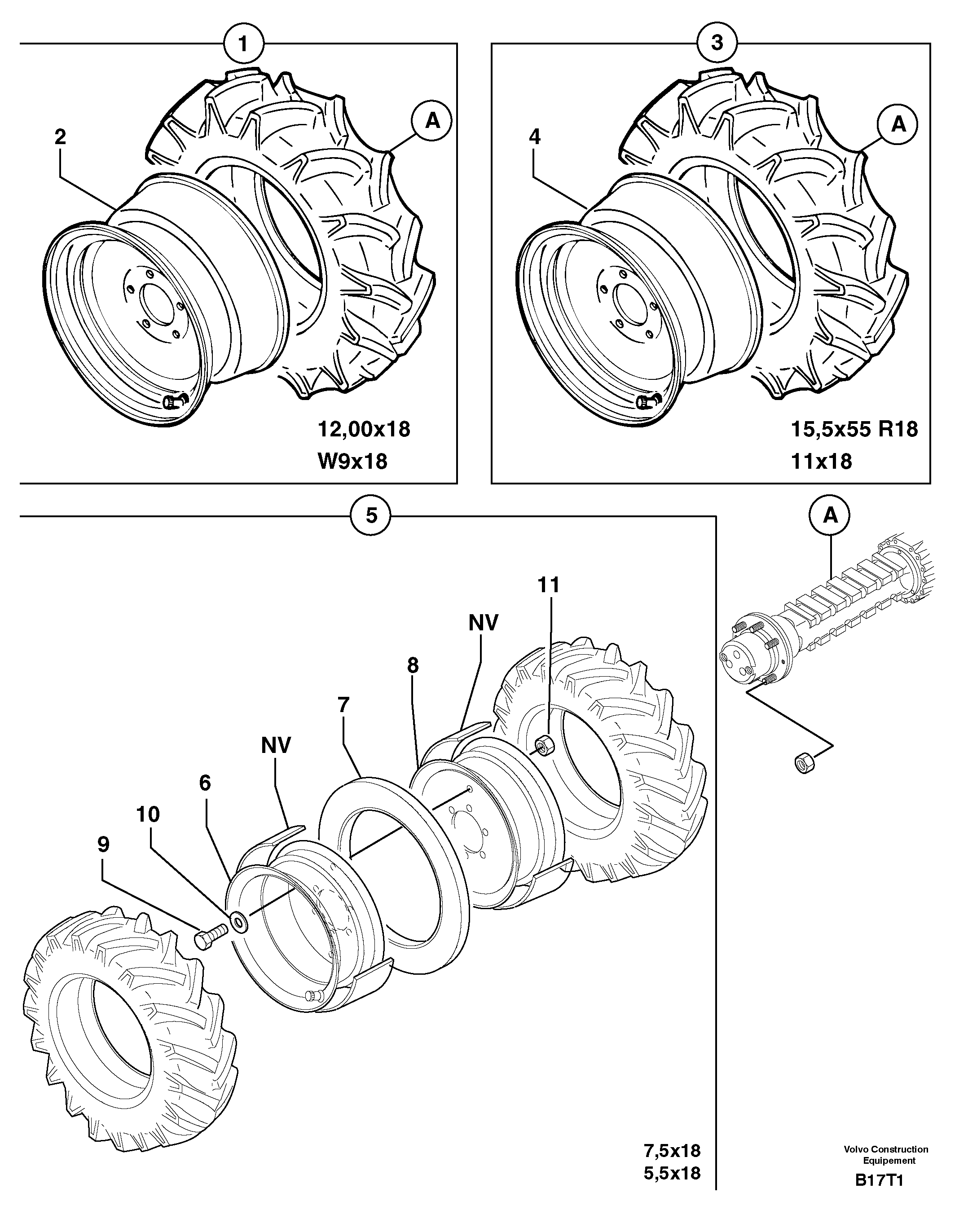 Схема запчастей Volvo EW50 - 30185 Wheels EW50VV TYPE 256