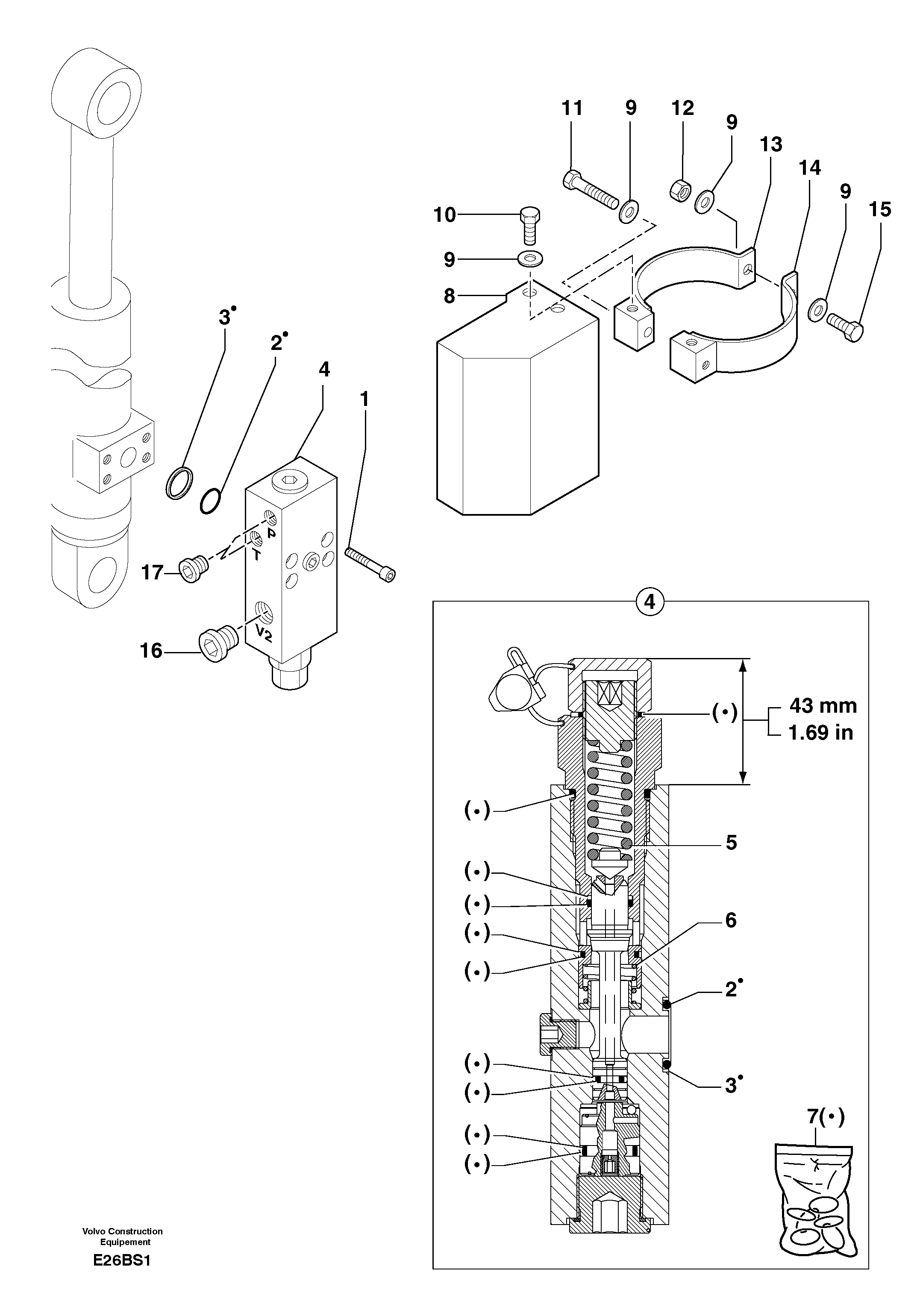 Схема запчастей Volvo EW50 - 6902 Safety valve ( boom cylinder ) EW50 TYPE 256