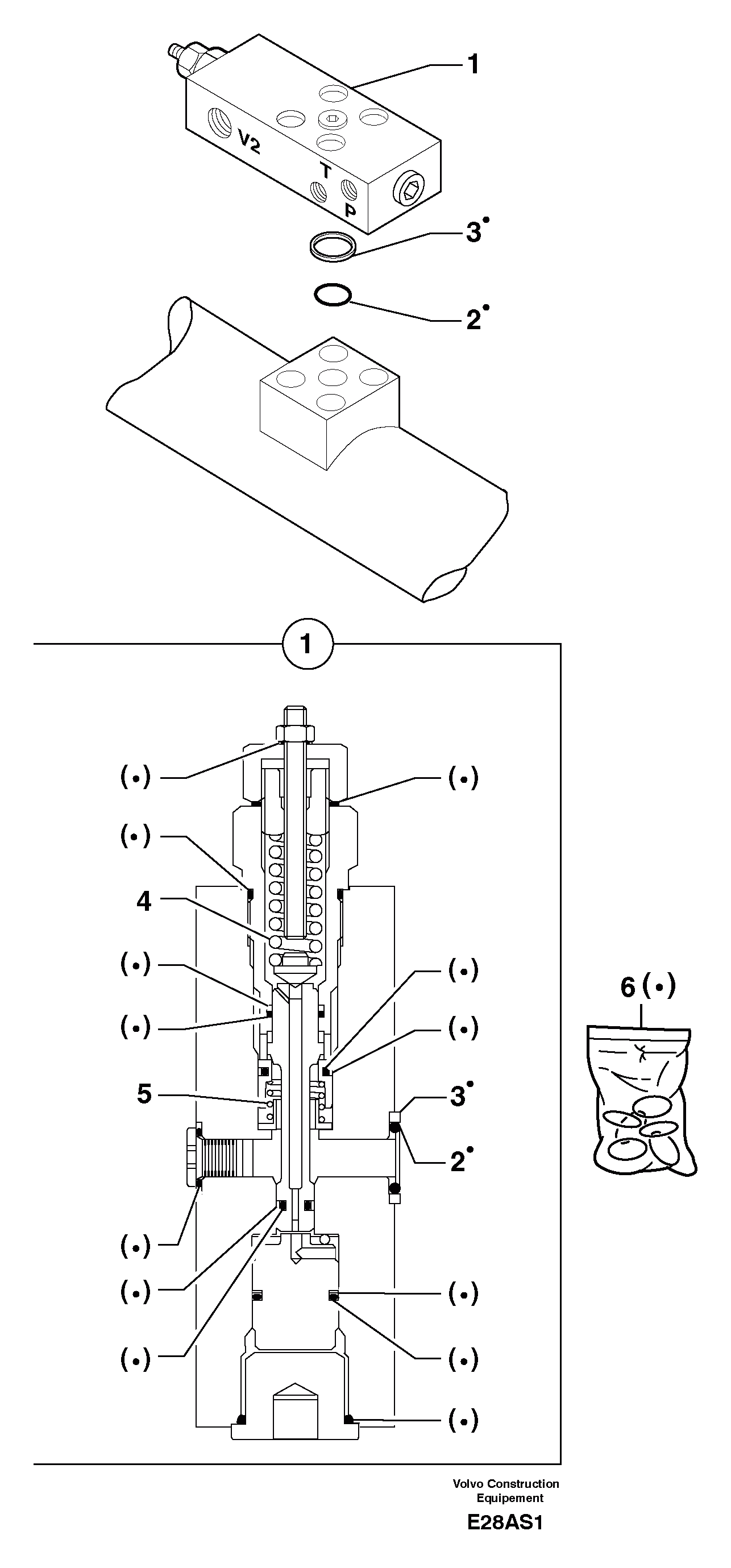 Схема запчастей Volvo EW50 - 6904 Safety valve ( dipper arm cylinder ) EW50 TYPE 256