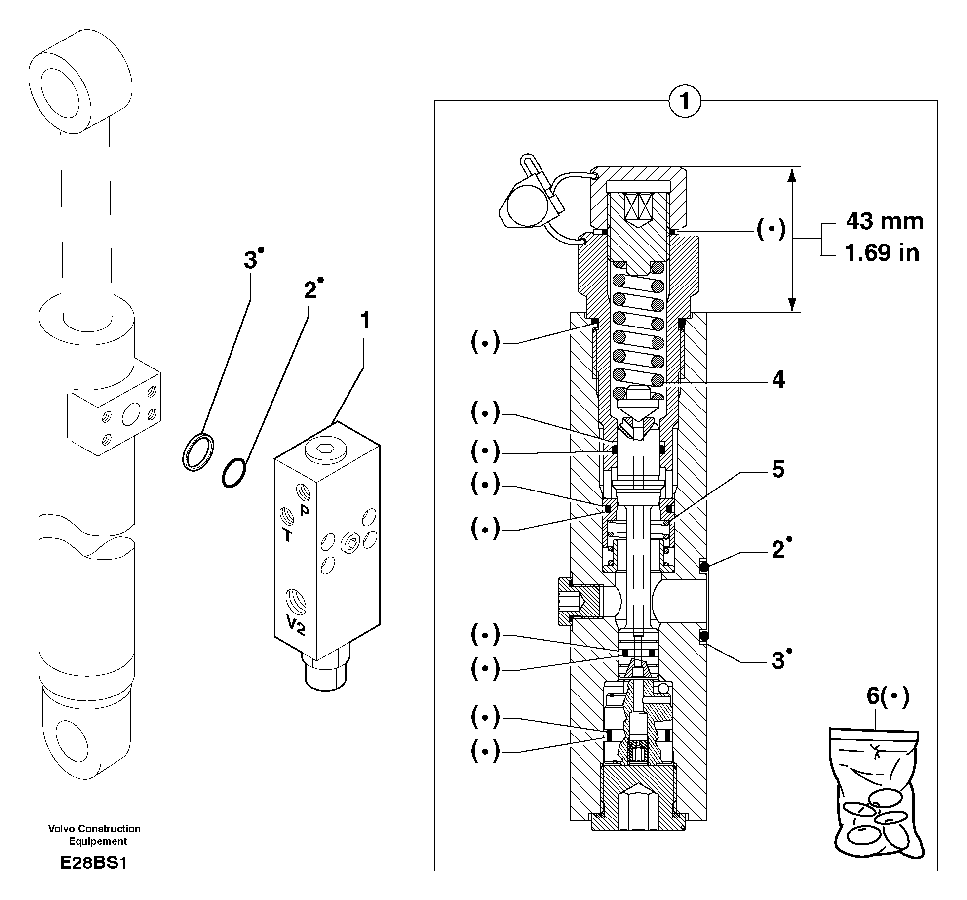 Схема запчастей Volvo EW50 - 6905 Safety valve ( dipper arm cylinder ) EW50 TYPE 256