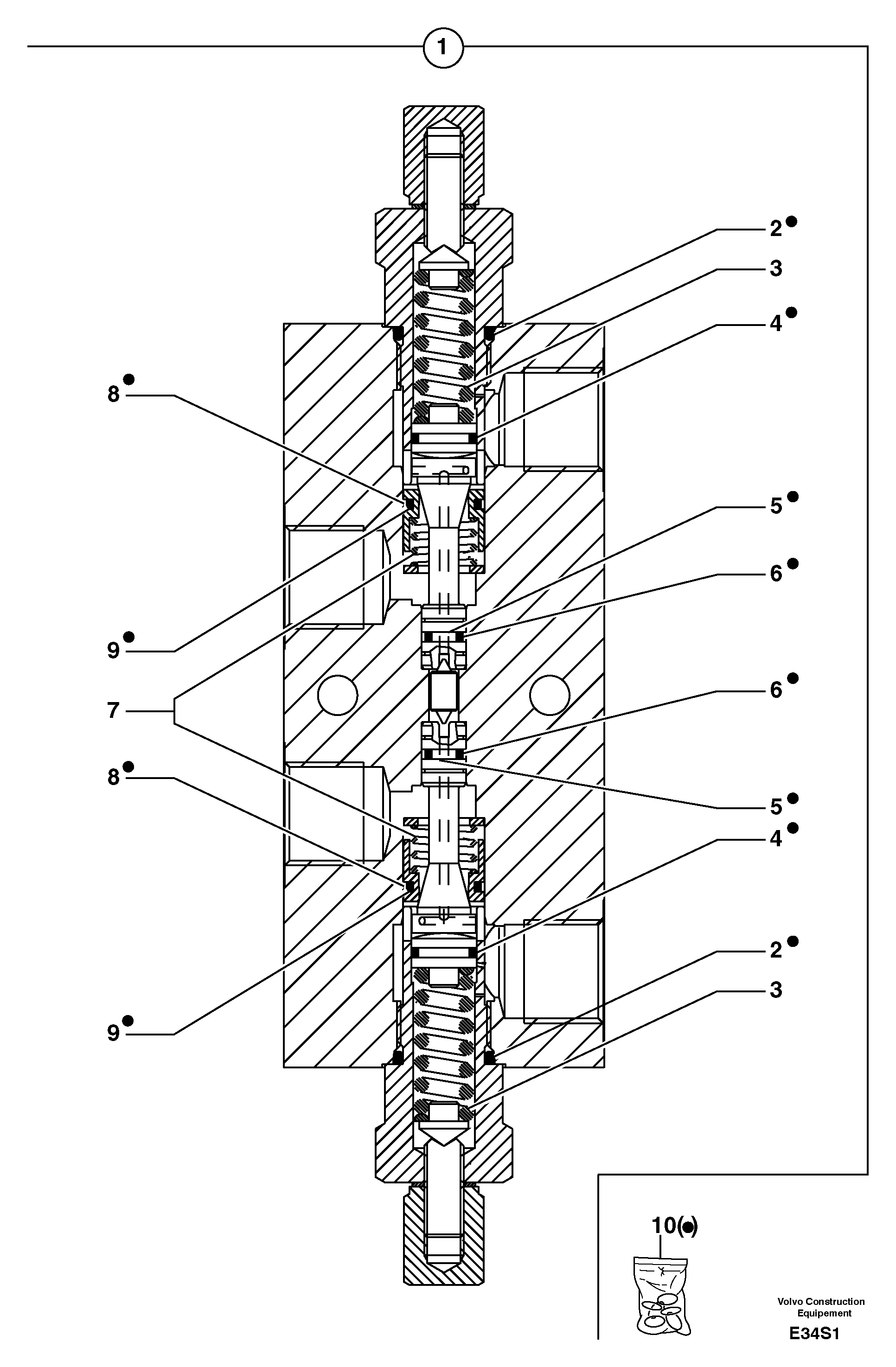 Схема запчастей Volvo EW50 - 6921 Balancing valve ( offset cylinder ) EW50 TYPE 256