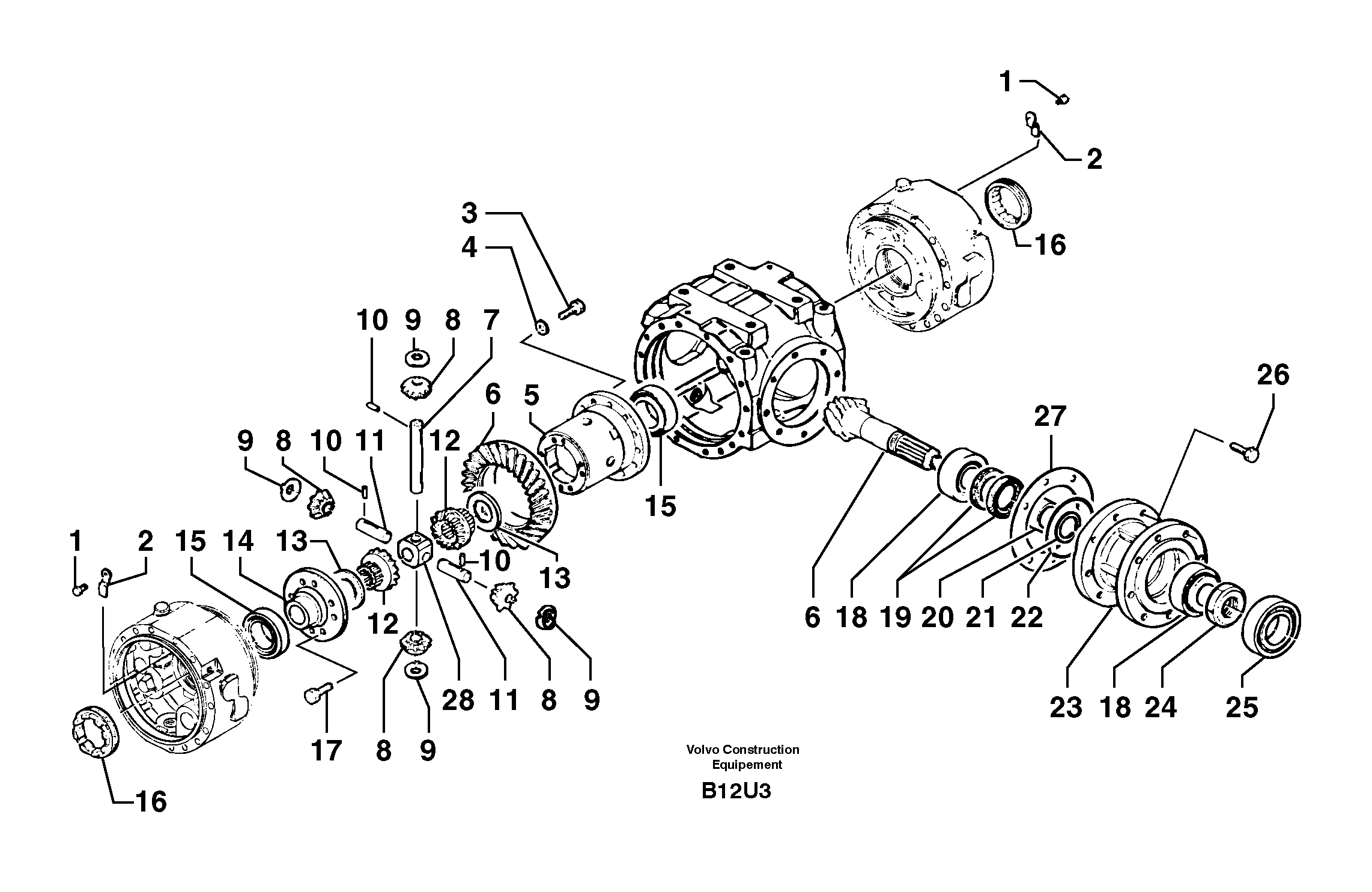 Схема запчастей Volvo EW70 - 8701 Rear axle ( 1660 ) : differential EW70 TYPE 262