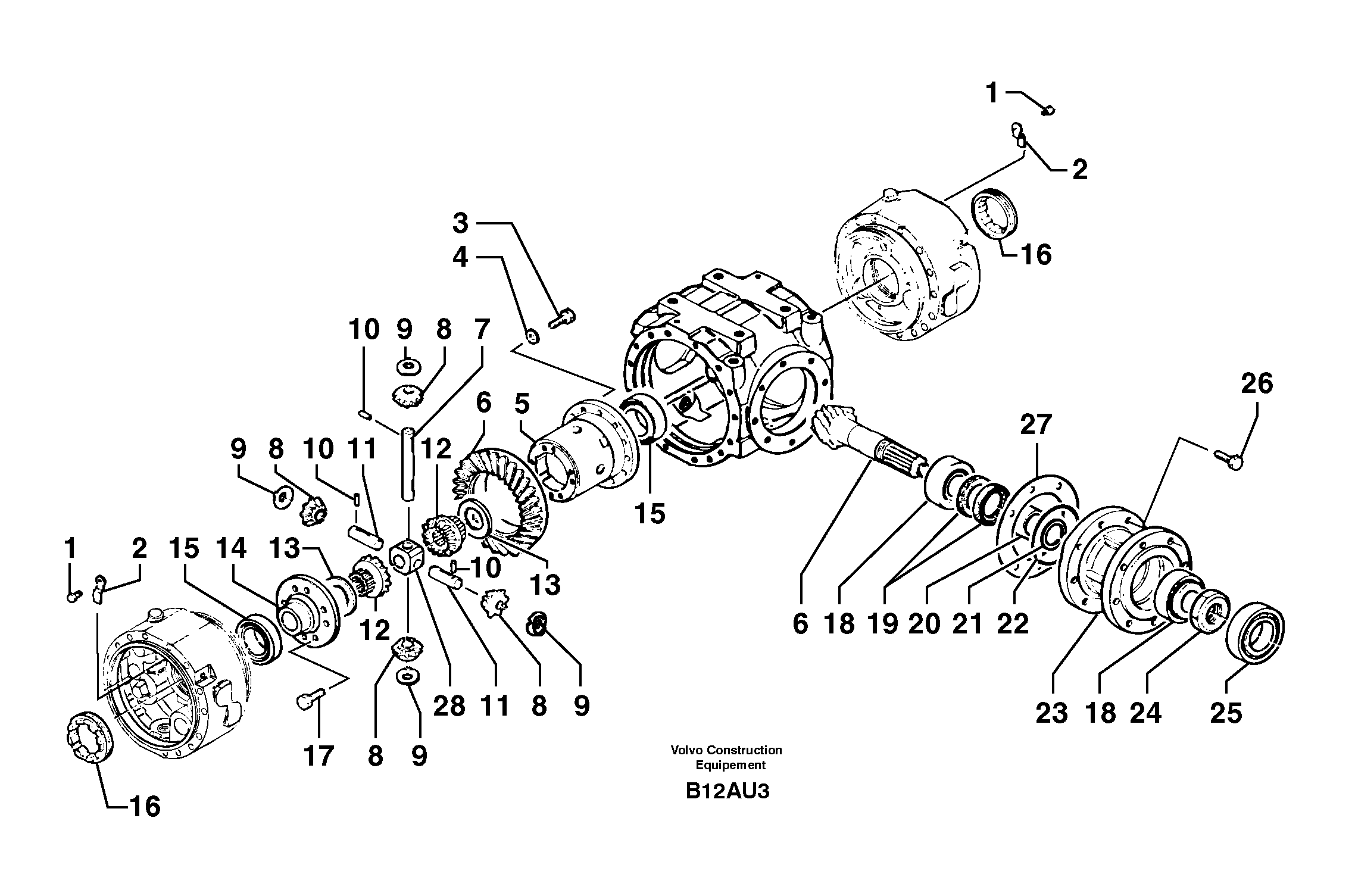 Схема запчастей Volvo EW70 - 8702 Rear axle ( 1660 ) : differential EW70 TYPE 262