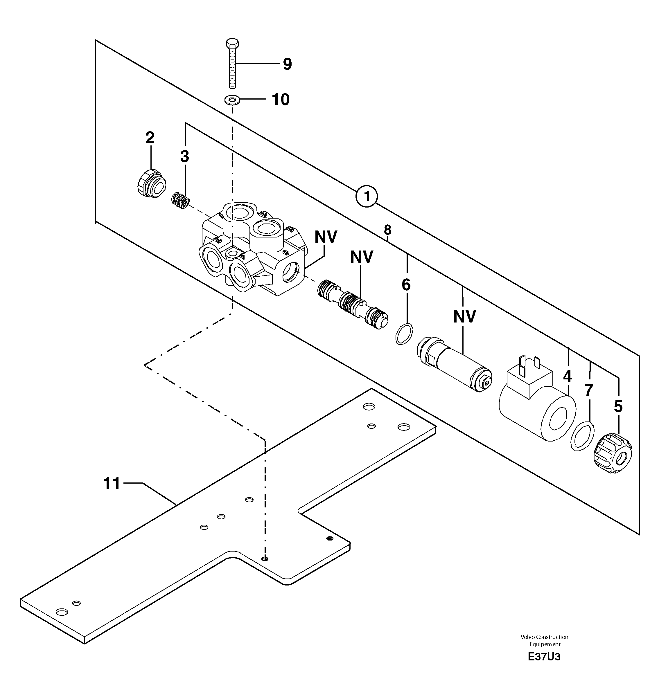 Схема запчастей Volvo EW70 - 8874 Selector / for brake EW70 TYPE 262