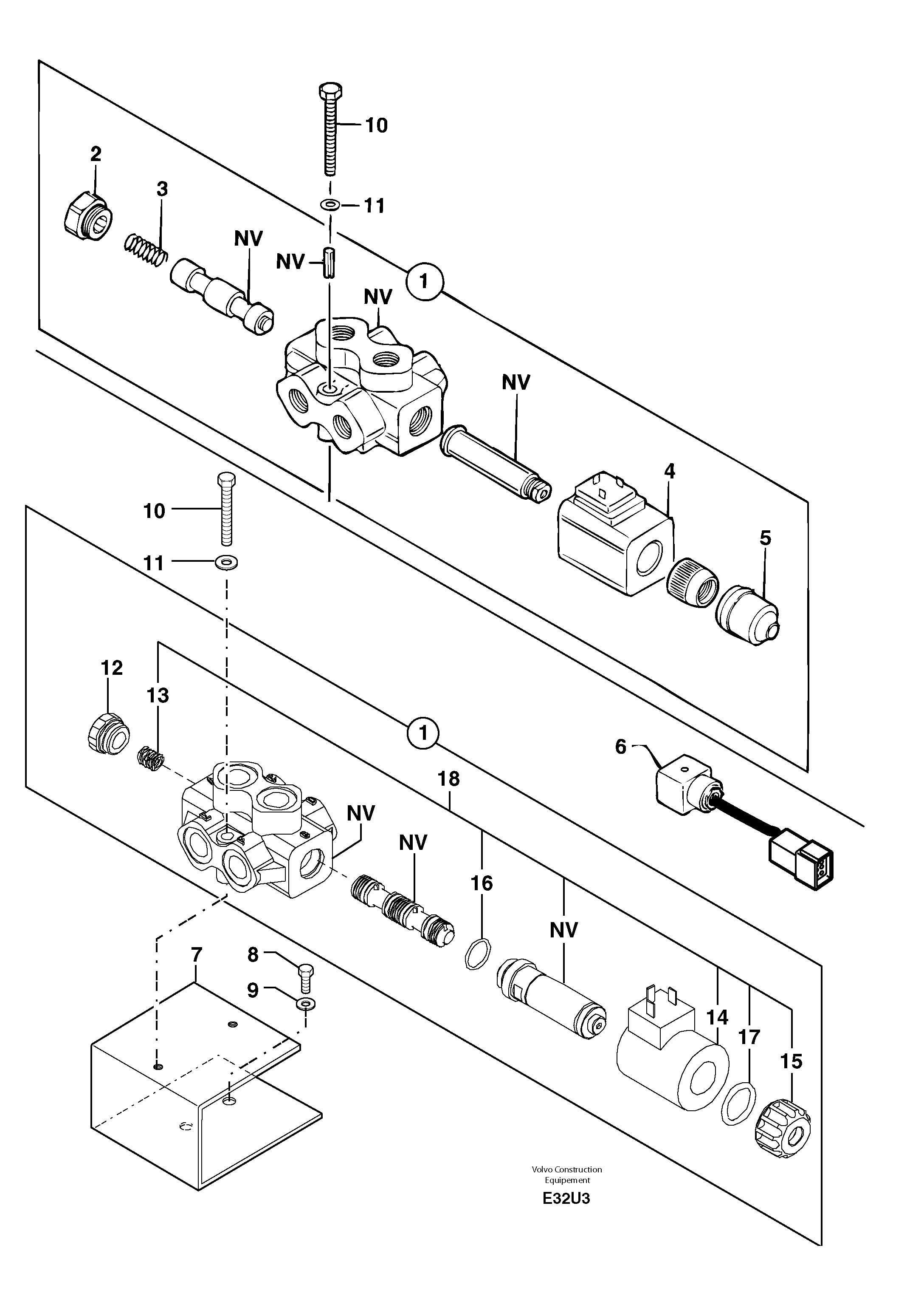 Схема запчастей Volvo EW70 - 7520 Selector / steering reversing EW70 TYPE 262
