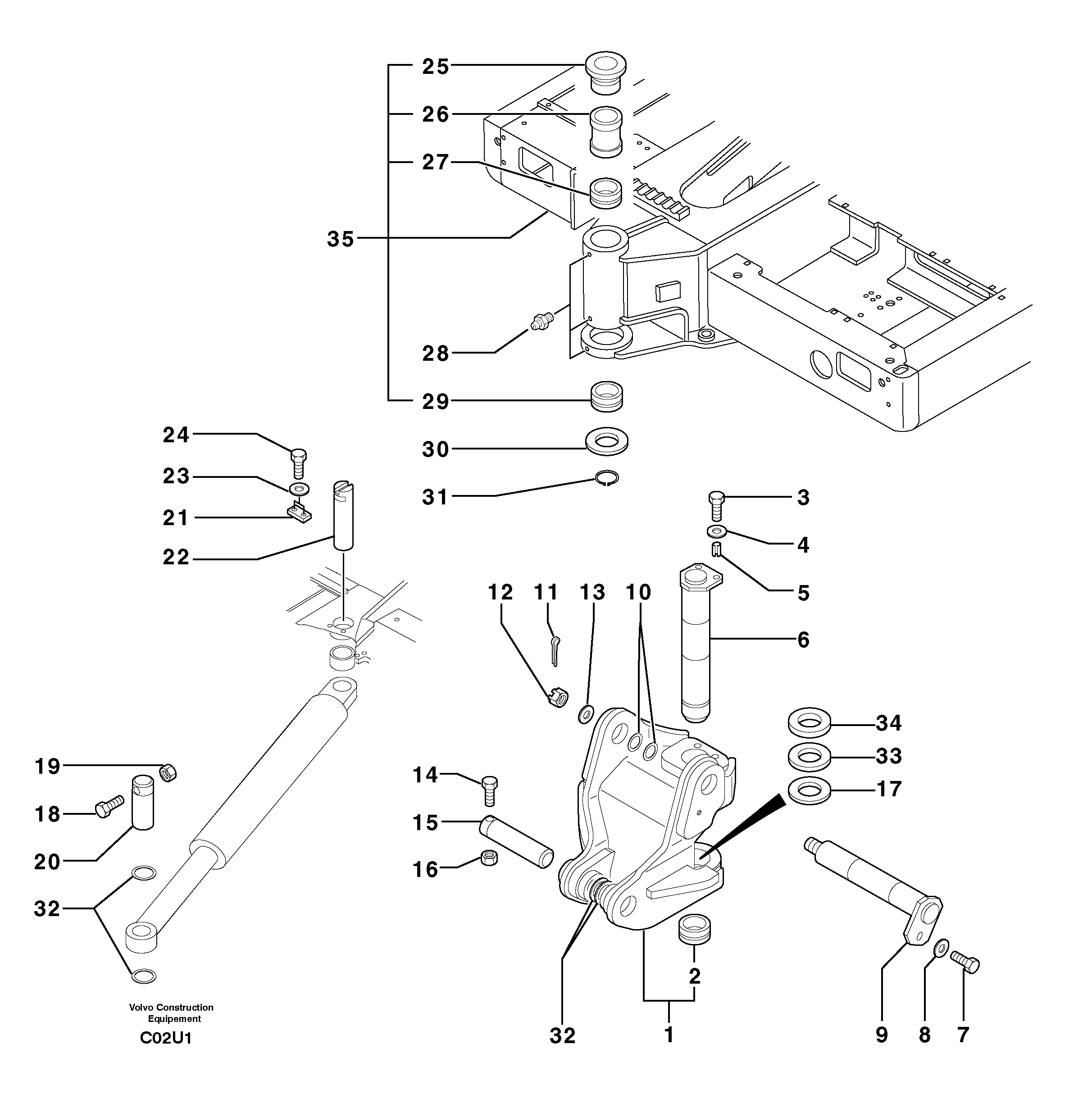 Схема запчастей Volvo EW70 - 7534 Platform / pivot pin EW70 TYPE 262