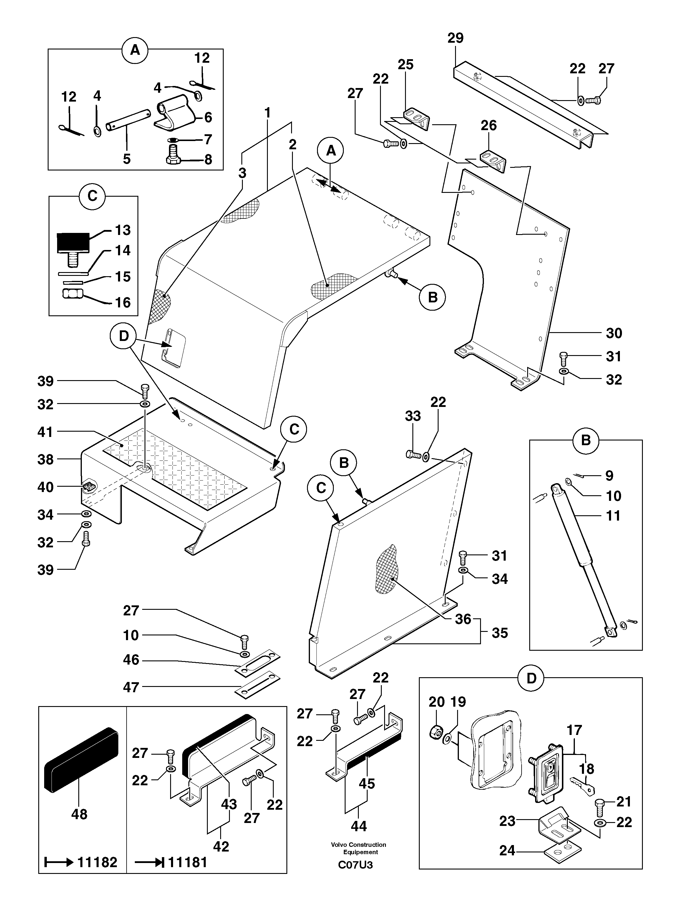 Схема запчастей Volvo EW70 - 7545 Front coverage EW70 TYPE 262