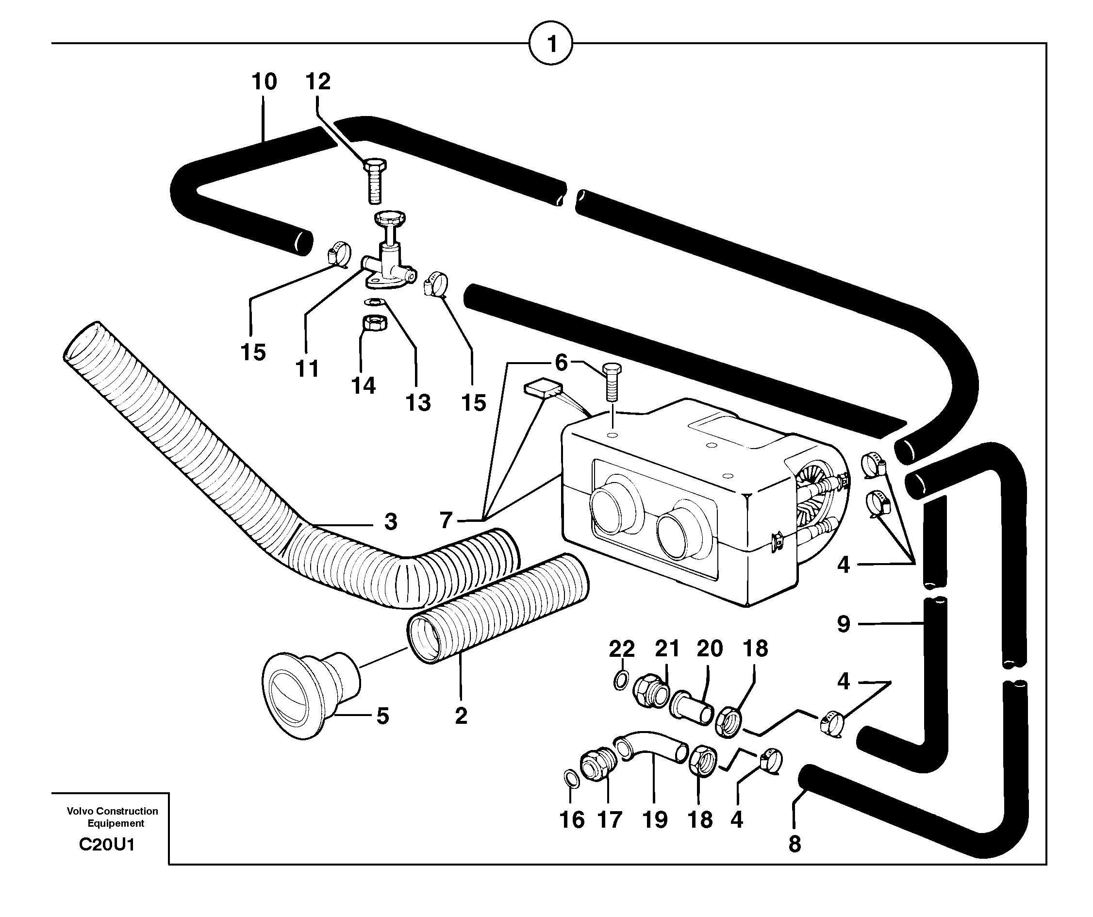 Схема запчастей Volvo EW70 - 105771 Cab heating EW70 TYPE 262