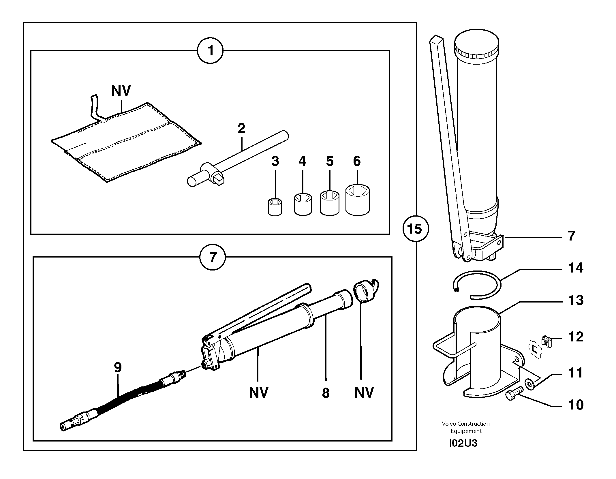 Схема запчастей Volvo EW70 - 6132 Инструменты для ремонта EW70 TYPE 262