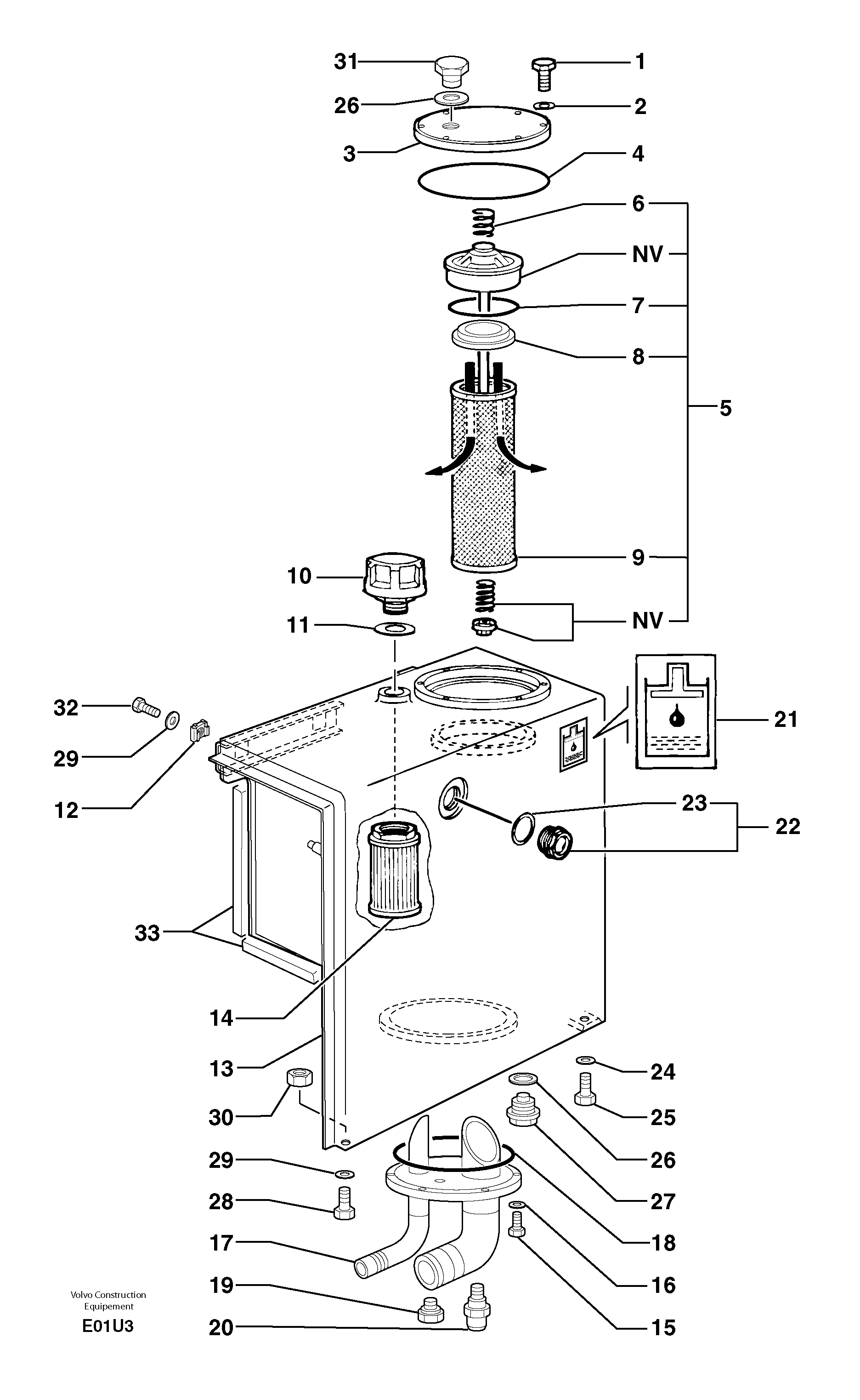 Схема запчастей Volvo EW70 - 103357 Гидробак EW70 TYPE 262