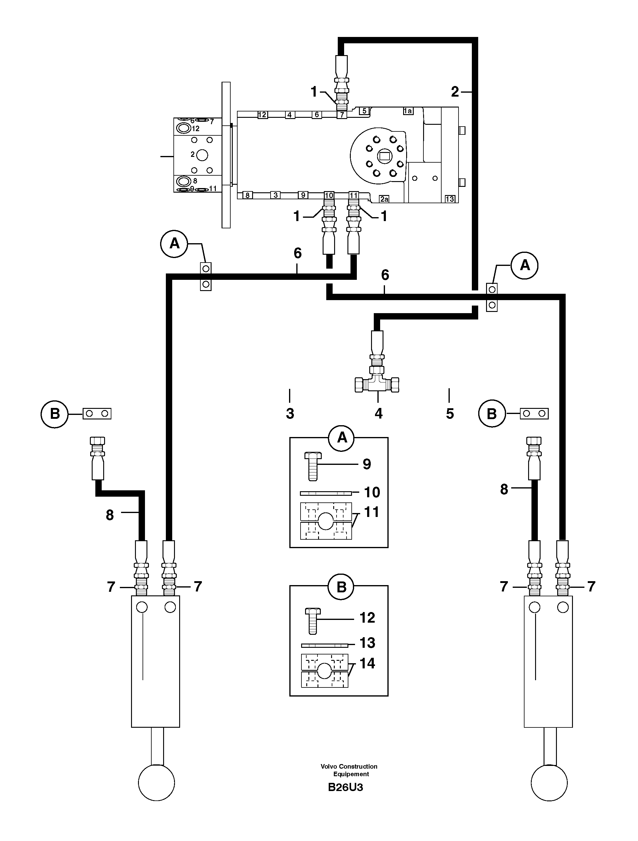 Схема запчастей Volvo EW70 - 104637 Hydr. circuit. ( dozer blade ) EW70 TYPE 262