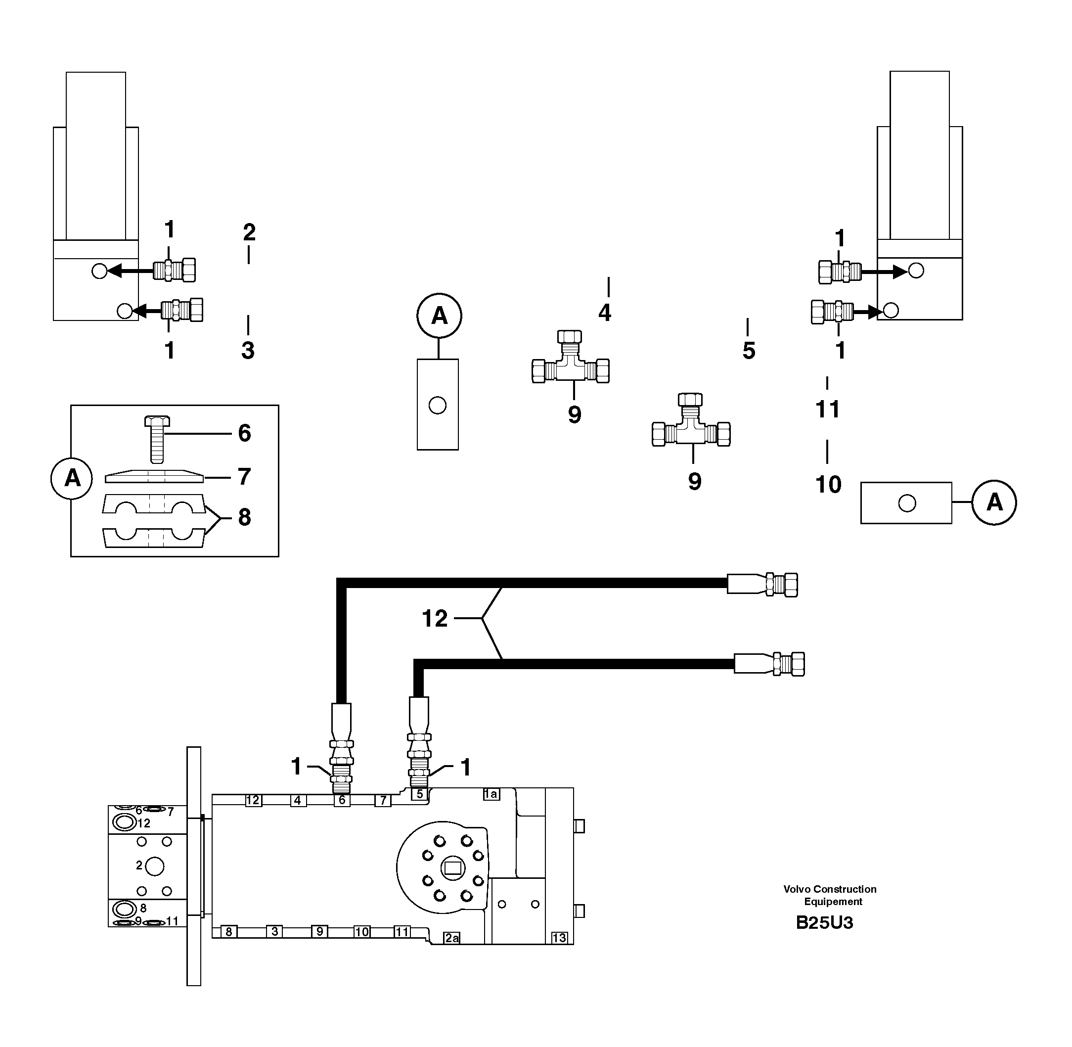 Схема запчастей Volvo EW70 - 5495 Hydr. circuit. ( oscillation lock ) EW70 TYPE 262