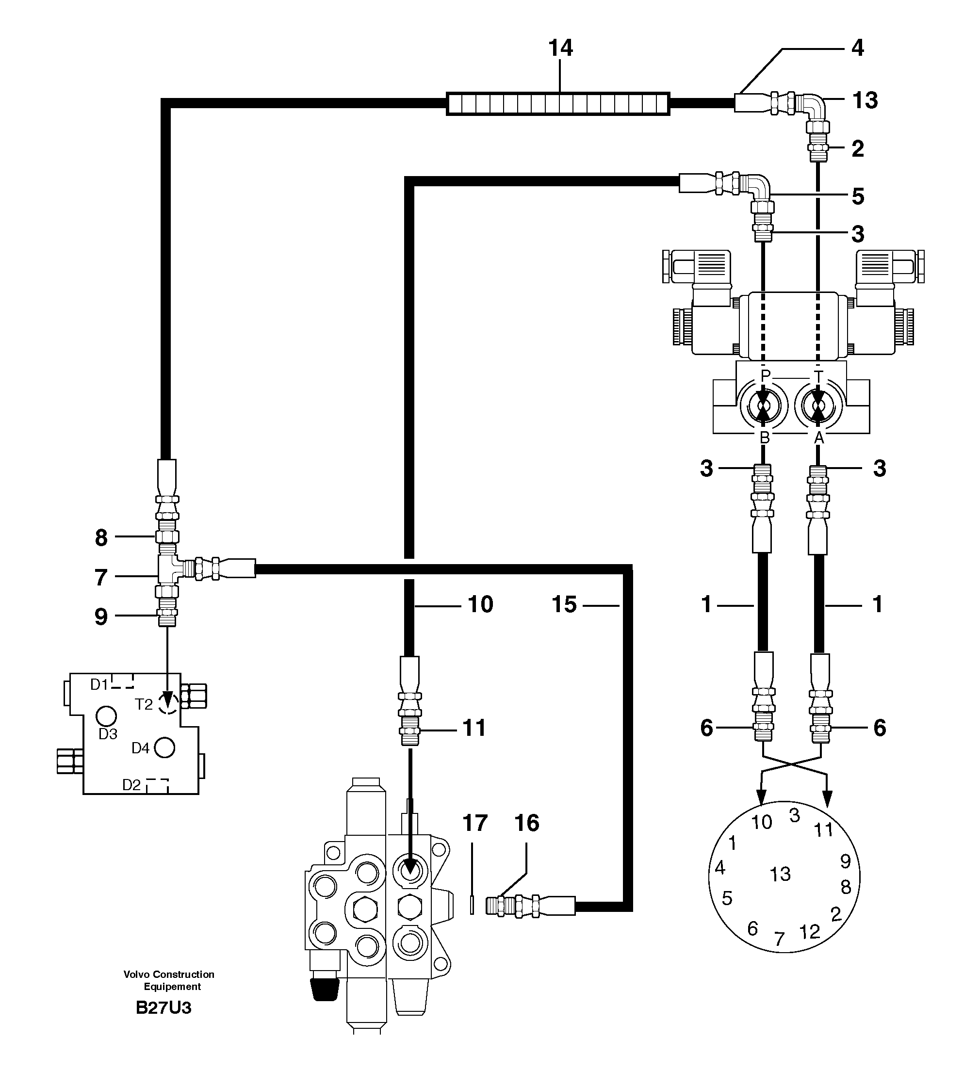 Схема запчастей Volvo EW70 - 5500 Hydr. circuit. ( stabiliser ) EW70 TYPE 262