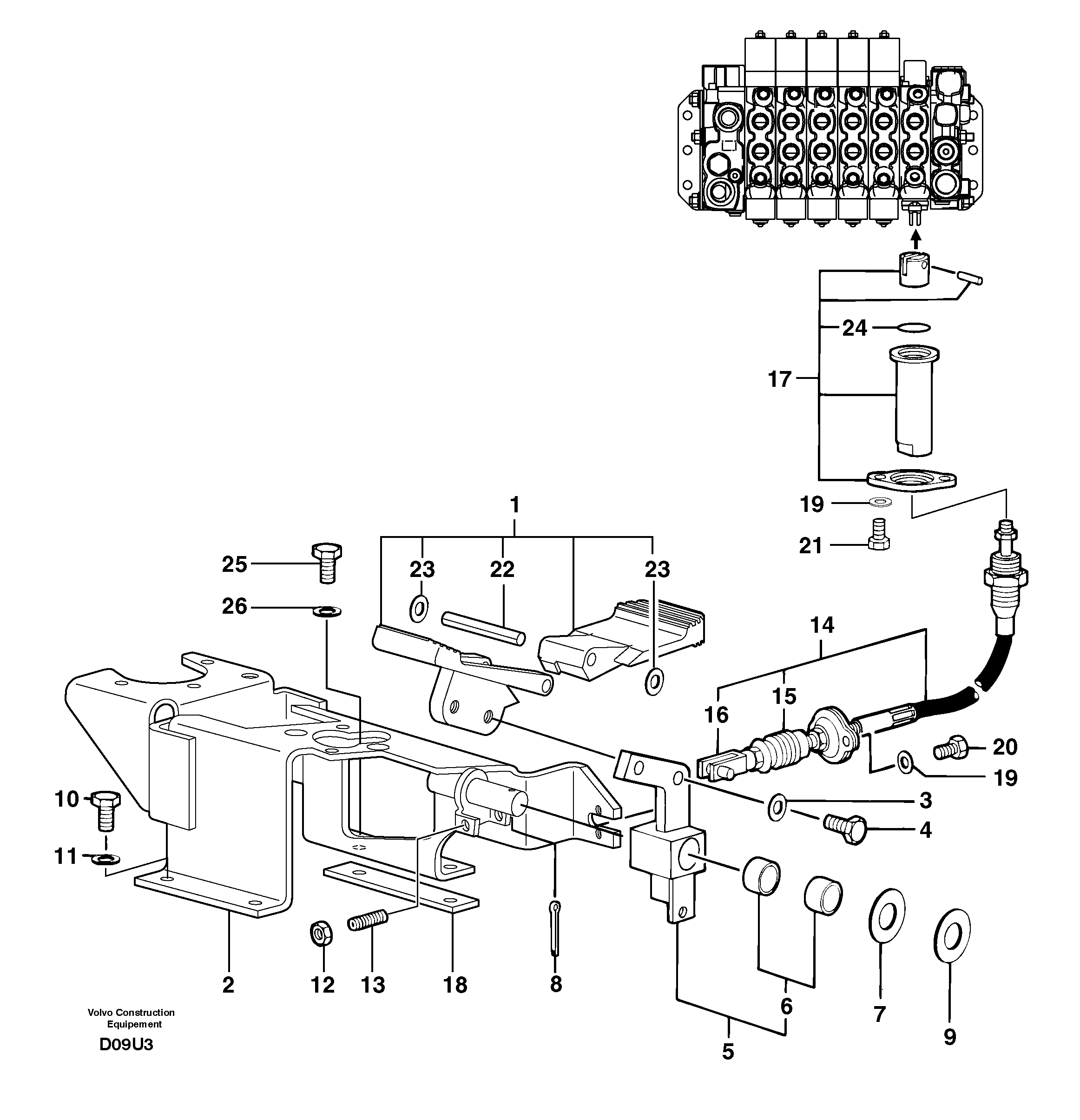 Схема запчастей Volvo EW70 - 106175 Control pedal : accessories on attachment - 90 l/m EW70 TYPE 262
