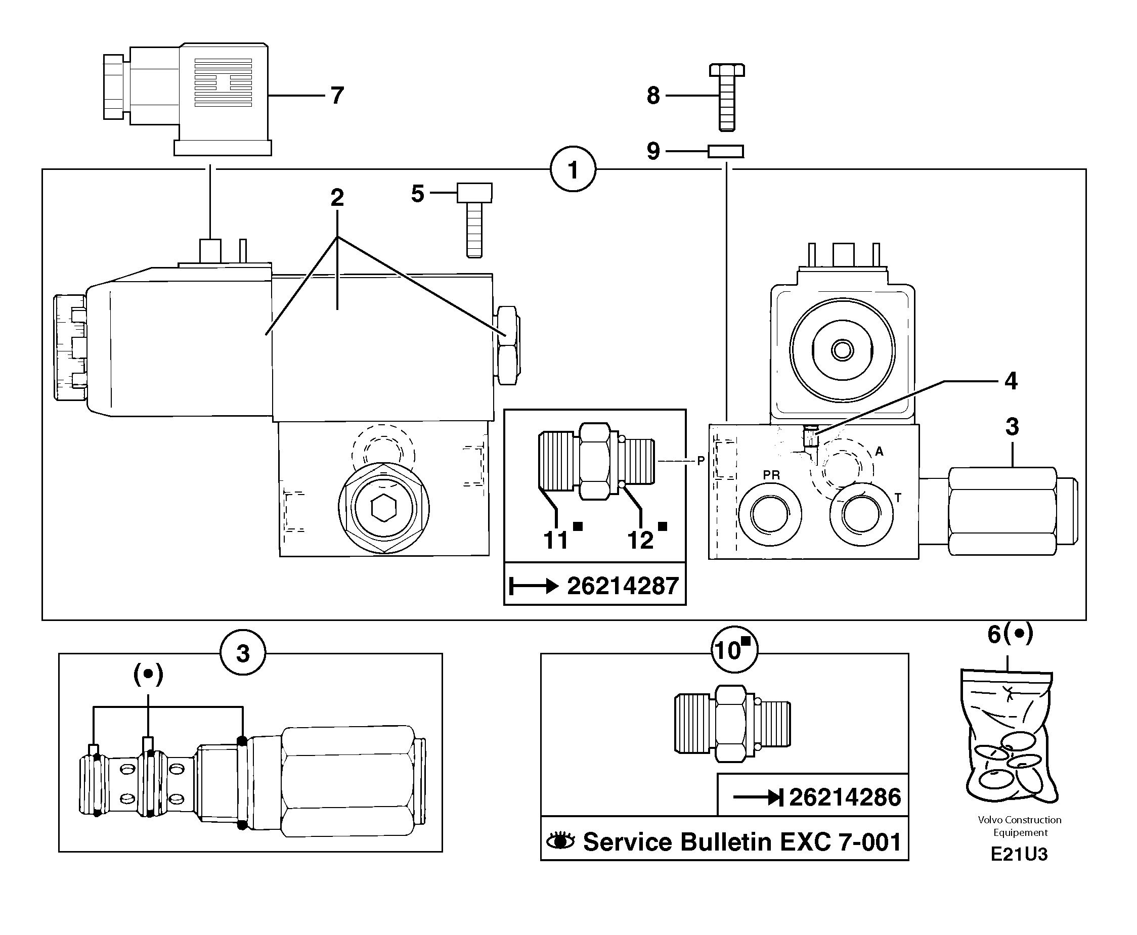 Схема запчастей Volvo EW70 - 19580 Electrovalve : oscillation lock EW70 TYPE 262