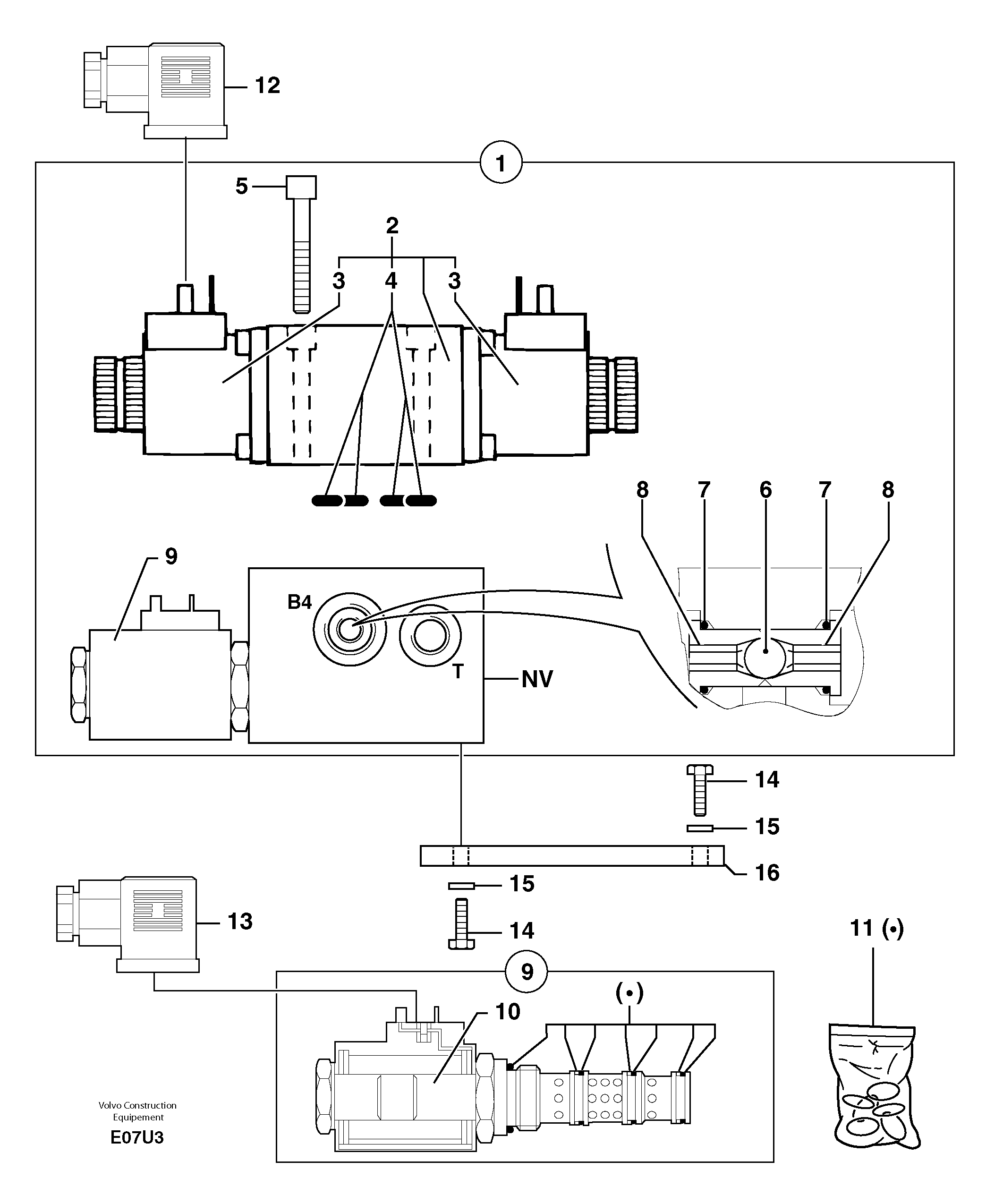 Схема запчастей Volvo EW70 - 35647 Electrovalve : travel : forward / reverse EW70 TYPE 262