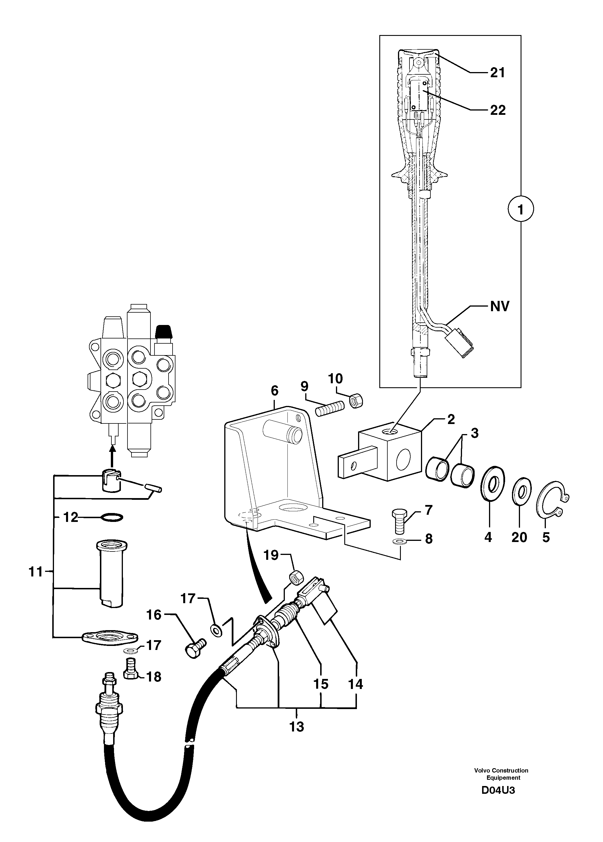 Схема запчастей Volvo EW70 - 6539 Control lever : stabiliser EW70 TYPE 262
