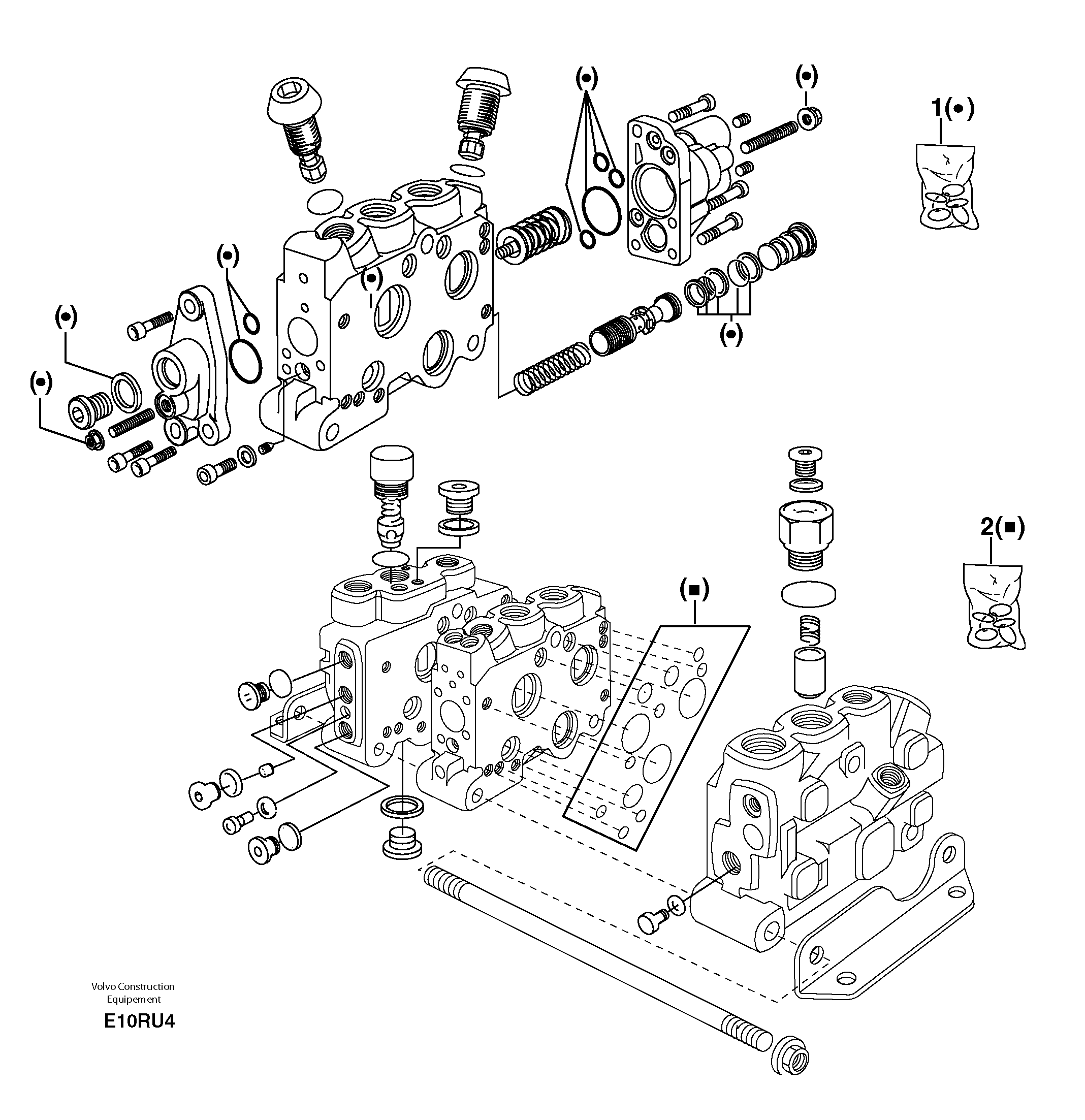 Схема запчастей Volvo EW70 - 10157 Control valve : seal (kit) for complete element EW70VV TYPE 262