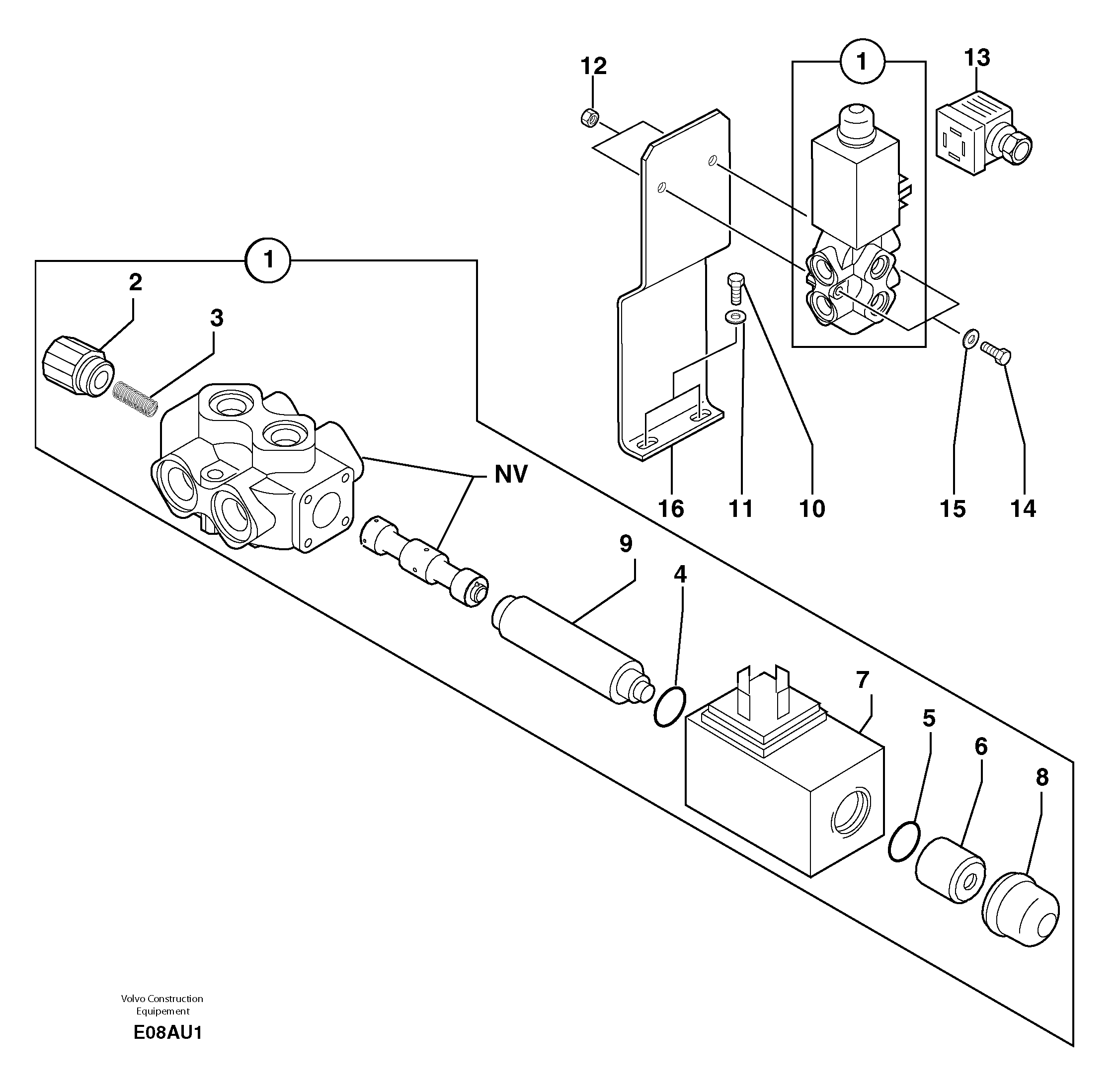 Схема запчастей Volvo EW70 - 10434 Slewing-offset selector switch ( for valve ) EW70VV TYPE 262