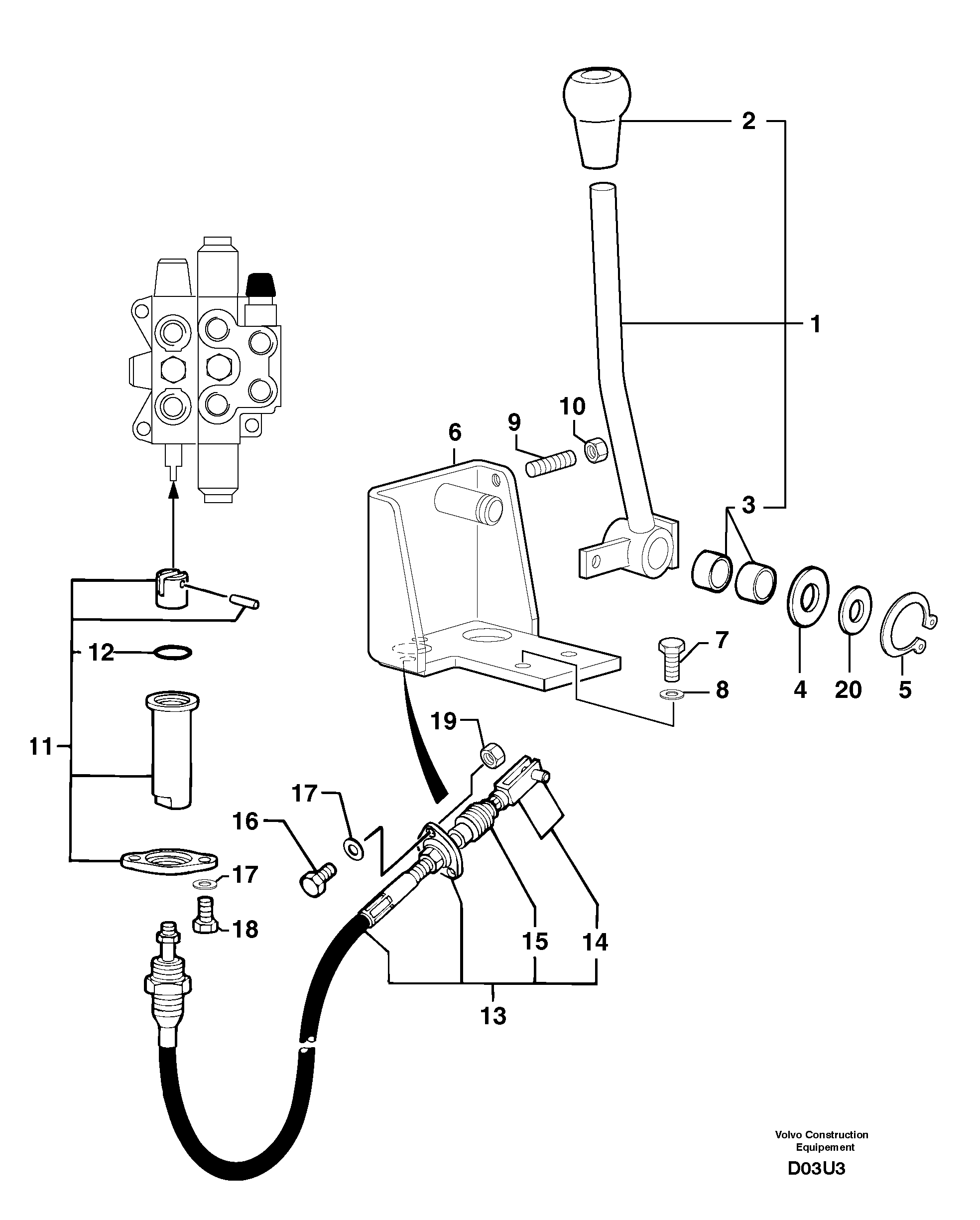 Схема запчастей Volvo EW70 - 11571 Control lever : dozer blade EW70VV TYPE 262