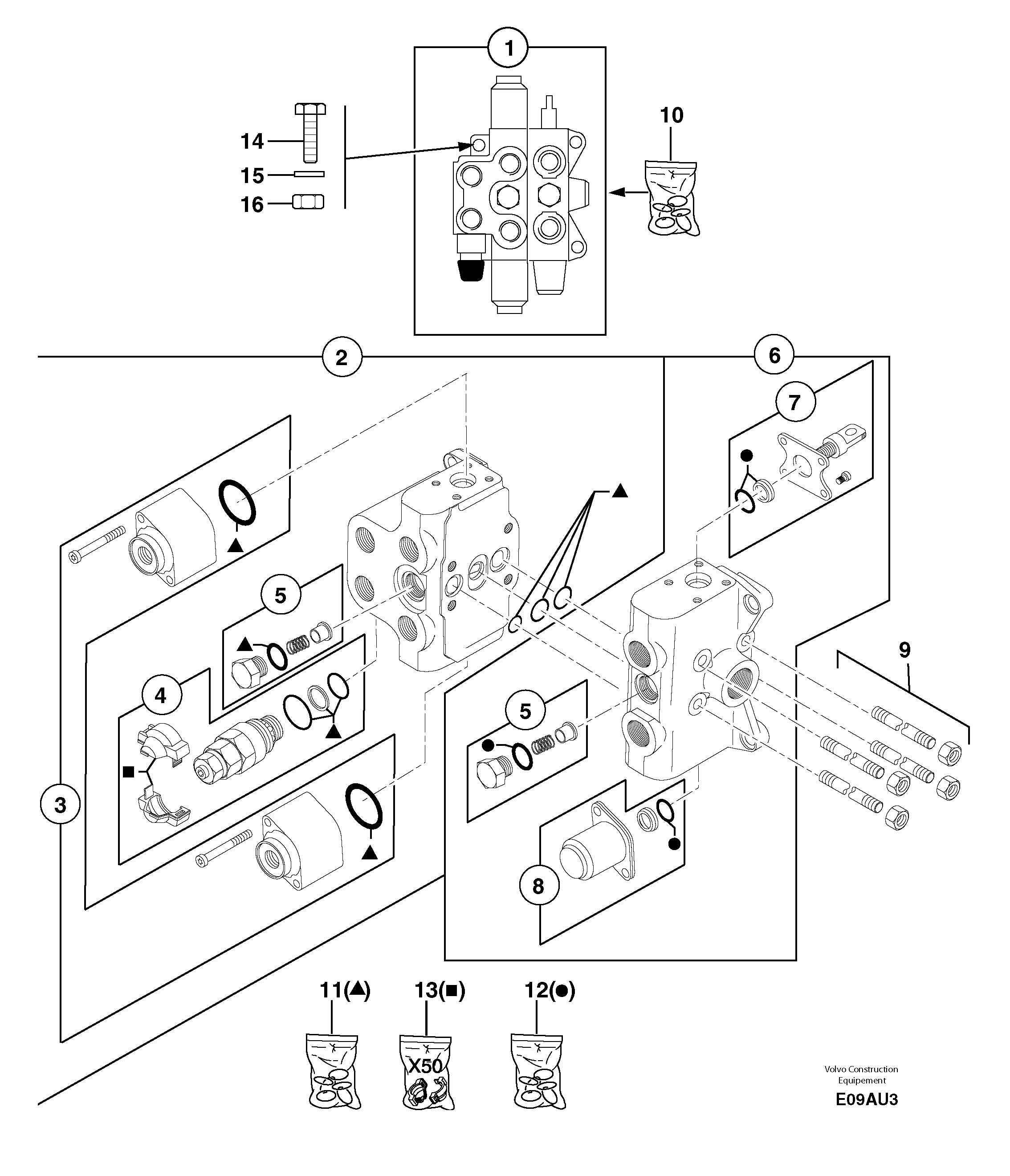 Схема запчастей Volvo EW70 - 19586 Клапан регулирующий (распределительный) двухходовой EW70VV TYPE 262