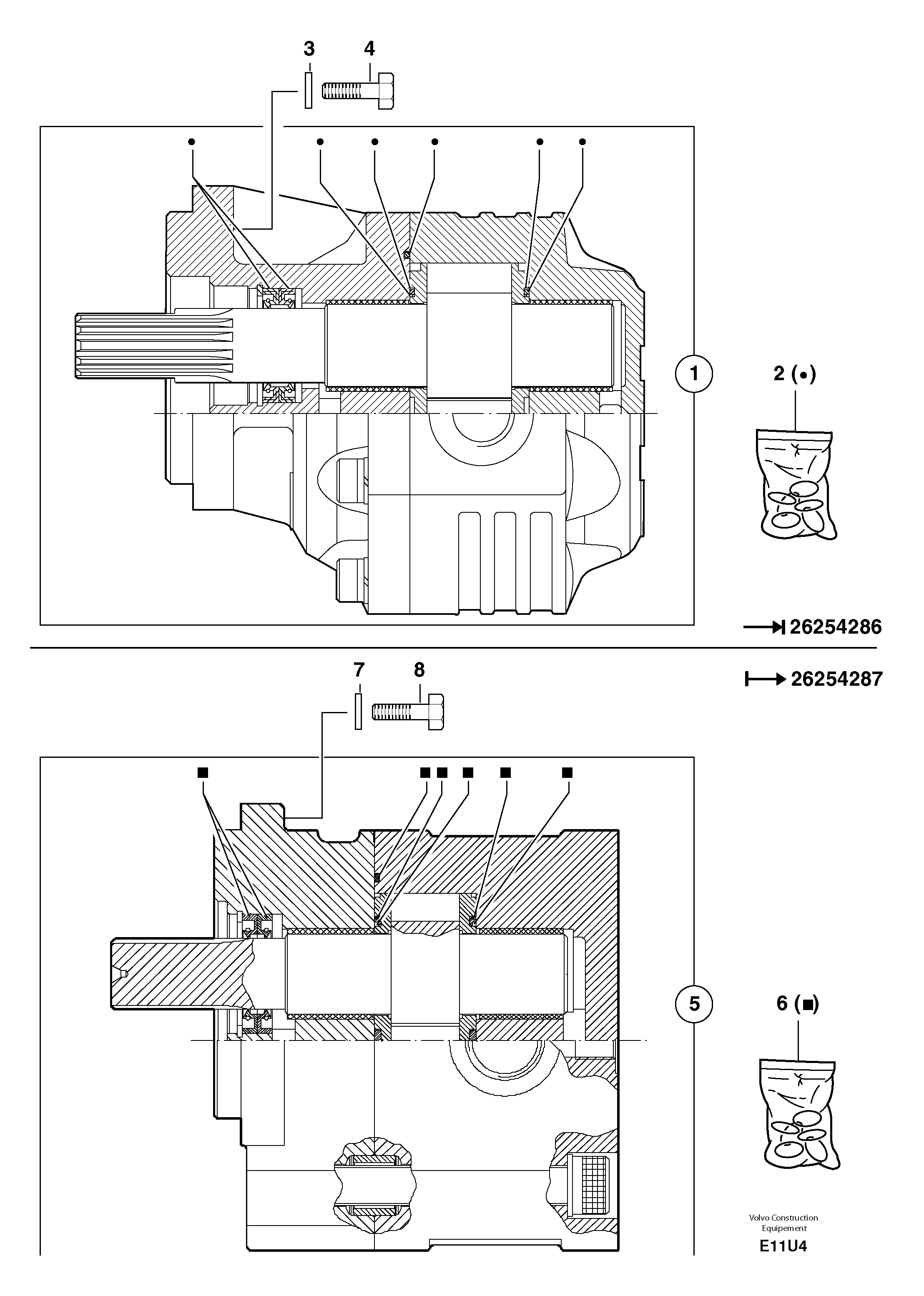 Схема запчастей Volvo EW70 - 11576 Гидронасос (основной насос) EW70VV TYPE 262