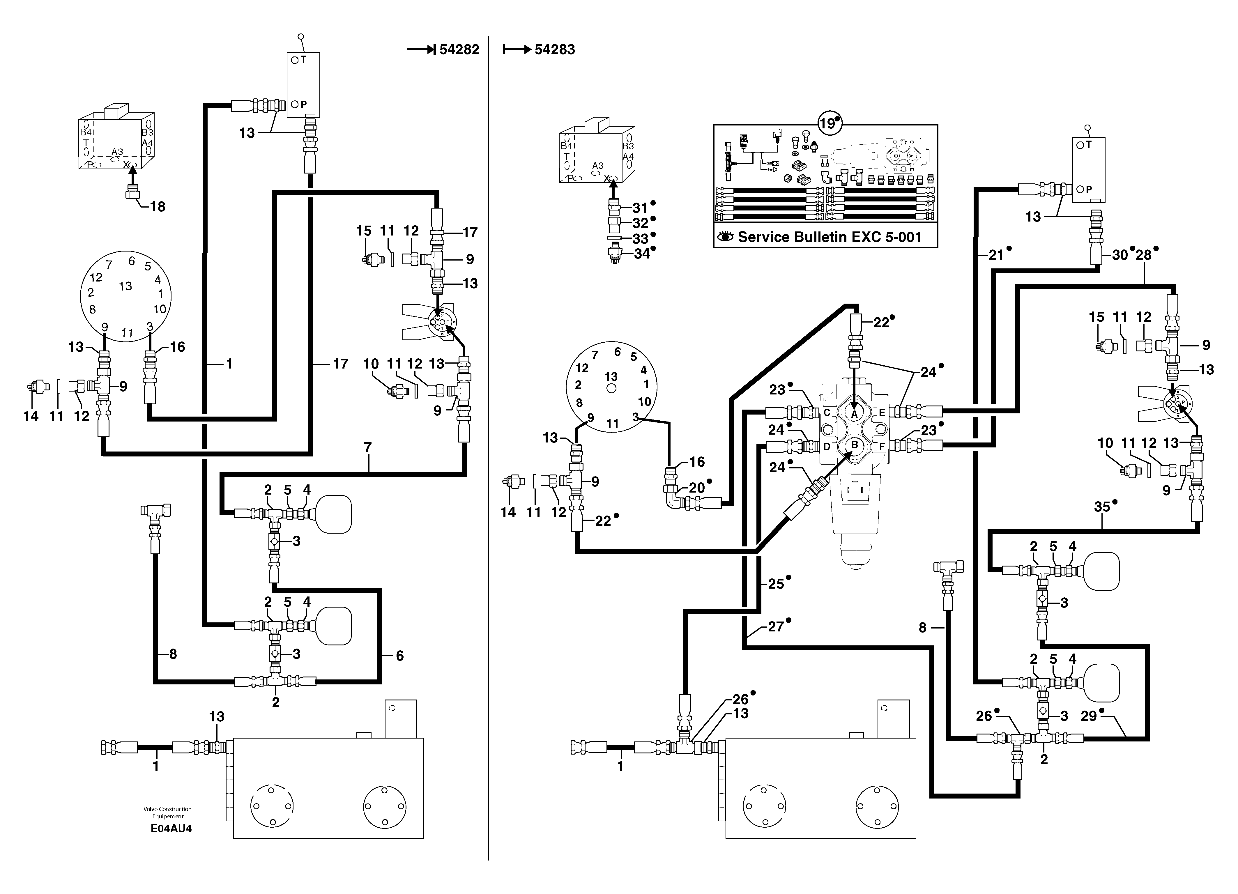 Схема запчастей Volvo EW70 - 102279 Hydr. circuit. ( platform ) ( continued ) EW70VV TYPE 262