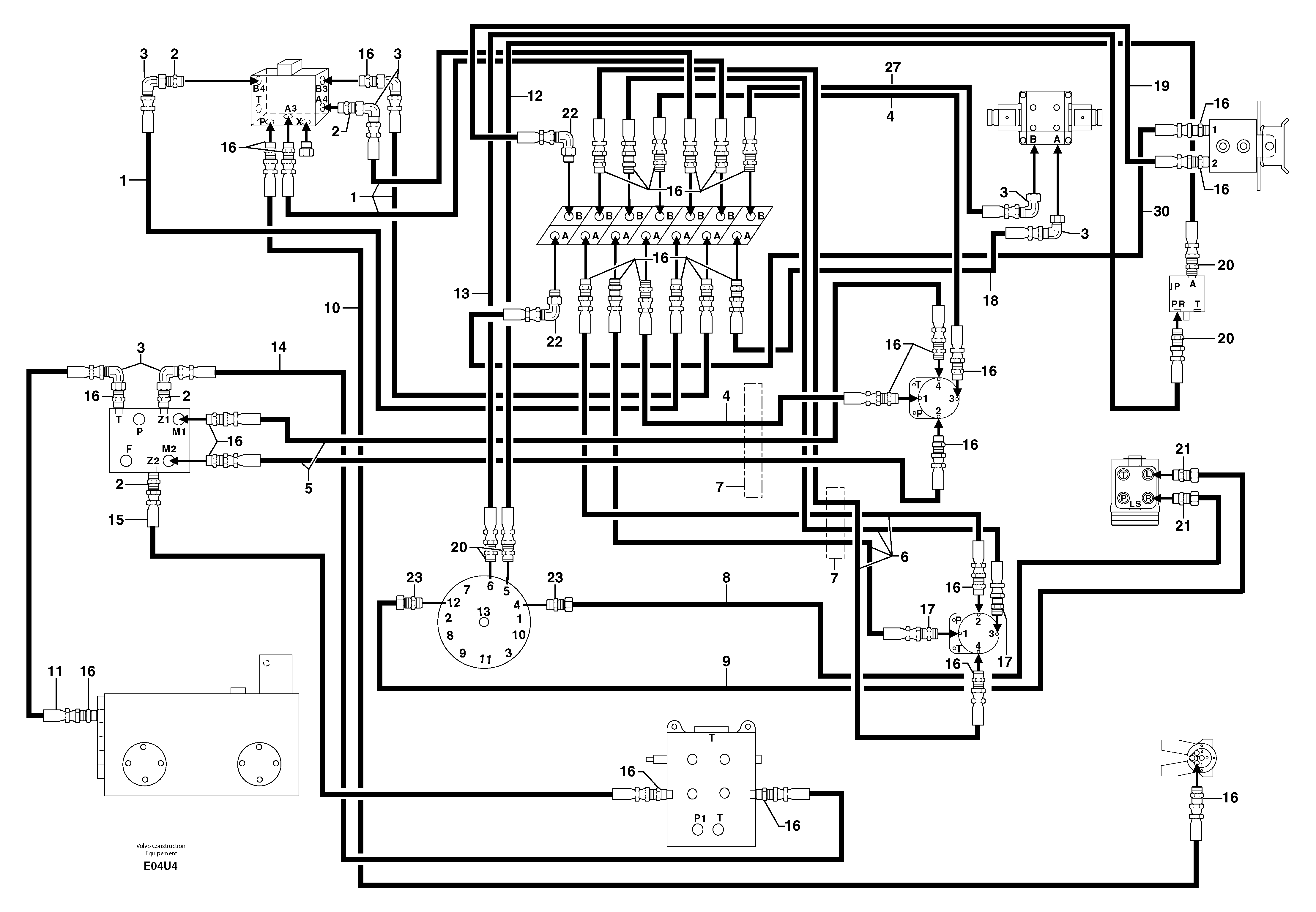 Схема запчастей Volvo EW70 - 102293 Hydr. circuit. ( platform ) ( continued ) EW70VV TYPE 262