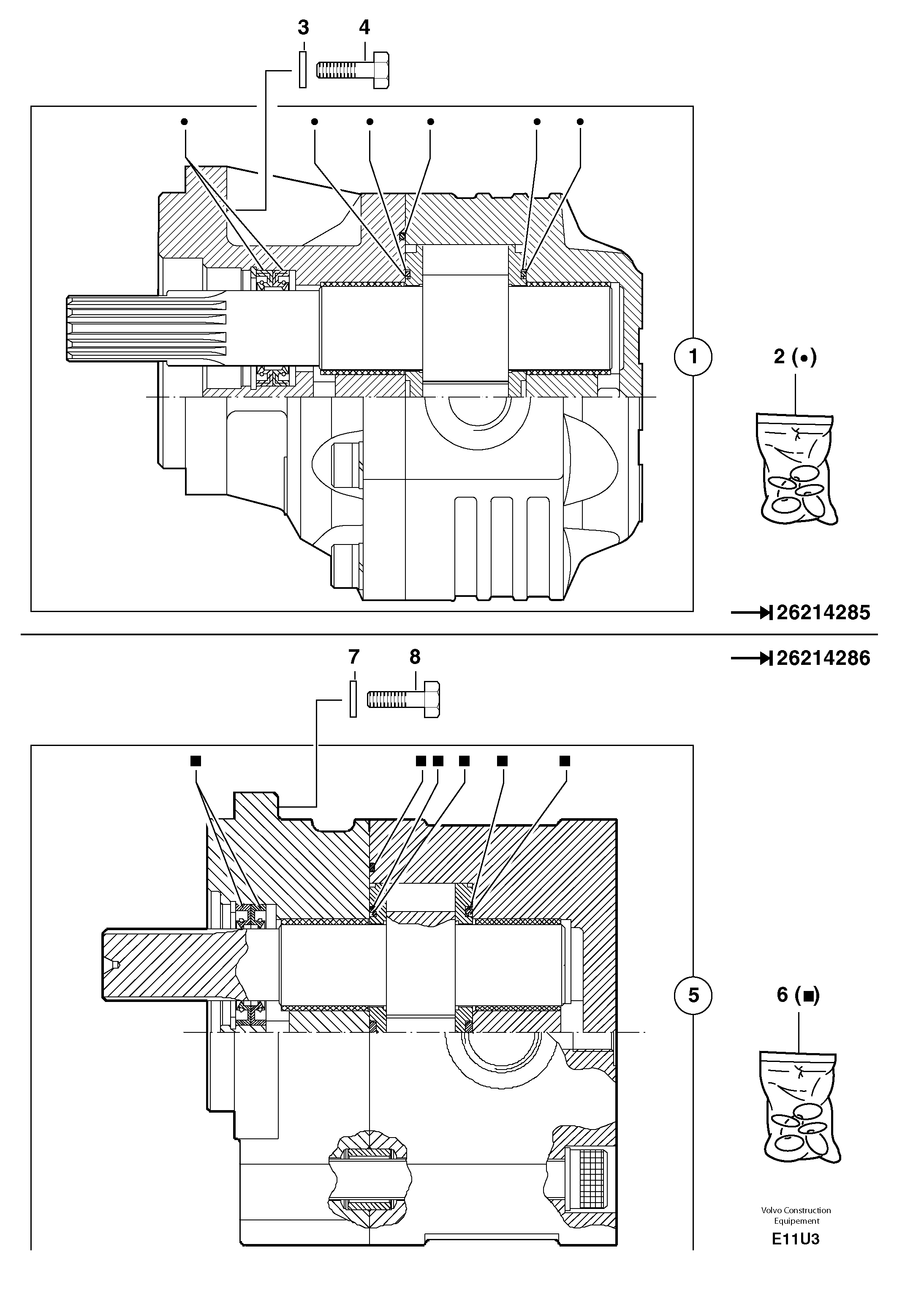 Схема запчастей Volvo EW70 - 12467 Гидронасос (основной насос) EW70 TYPE 262