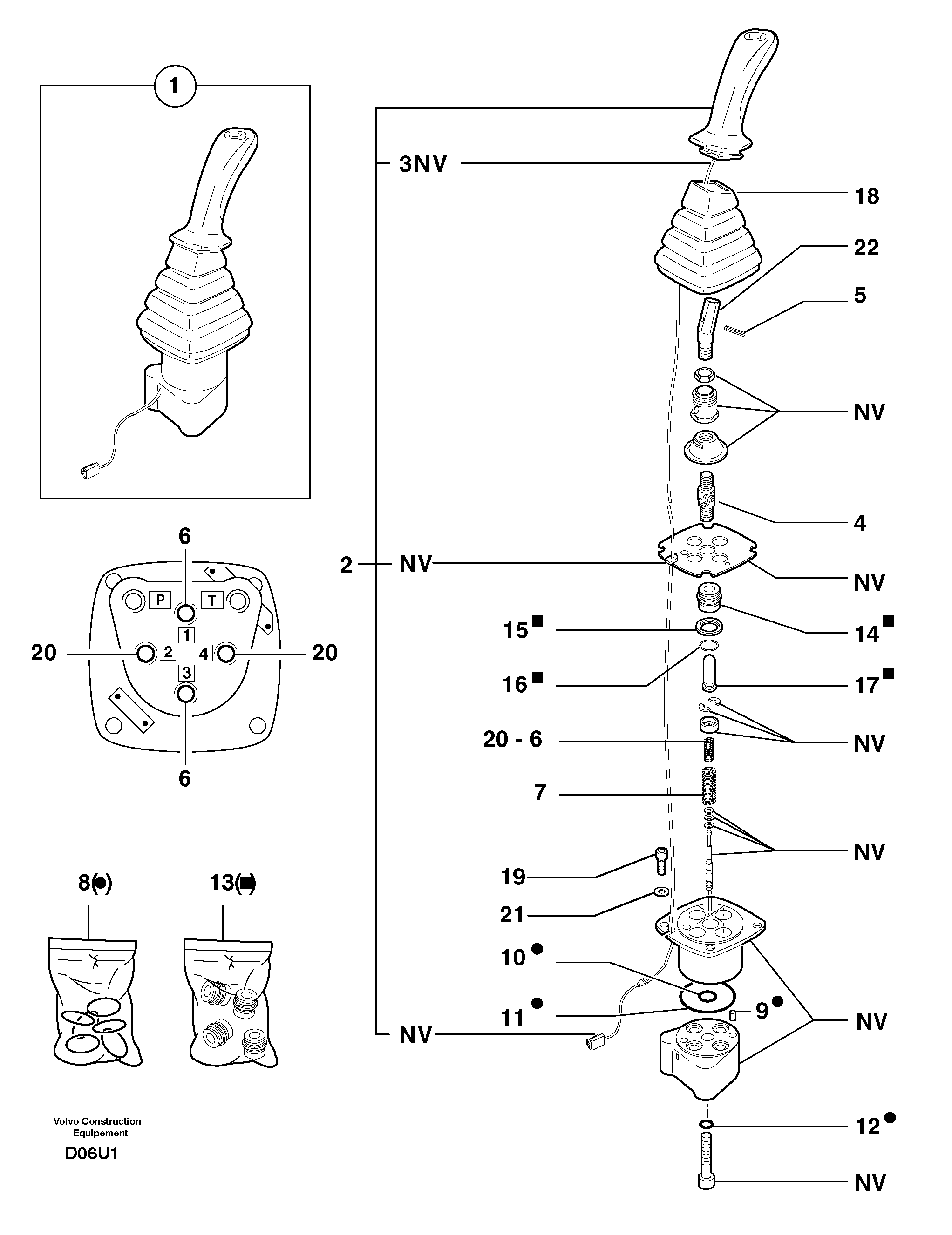 Схема запчастей Volvo EW70 - 12733 Control lever : boom / bucket ( right ) EW70 TYPE 262
