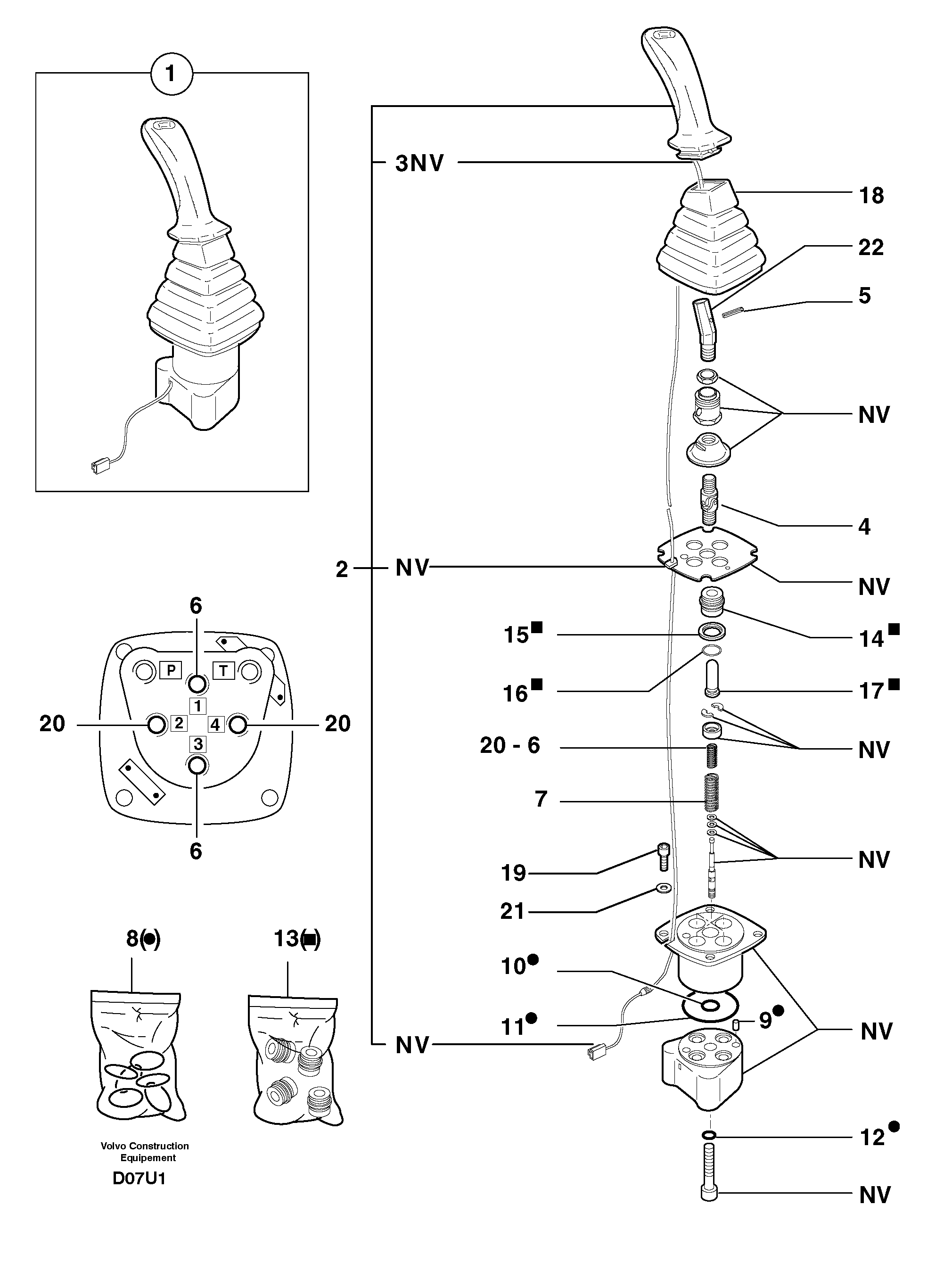 Схема запчастей Volvo EW70 - 12736 Control lever : dipper arm / slewing ( left ) EW70 TYPE 262
