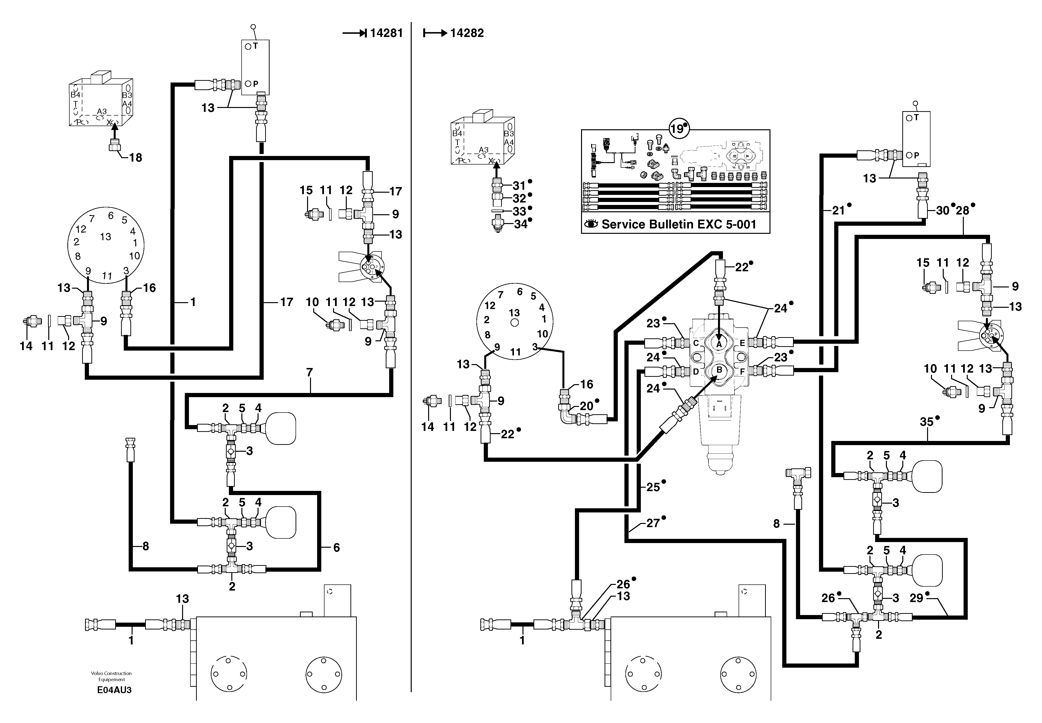 Схема запчастей Volvo EW70 - 102245 Hydr. circuit. ( platform ) ( continued ) EW70 TYPE 262