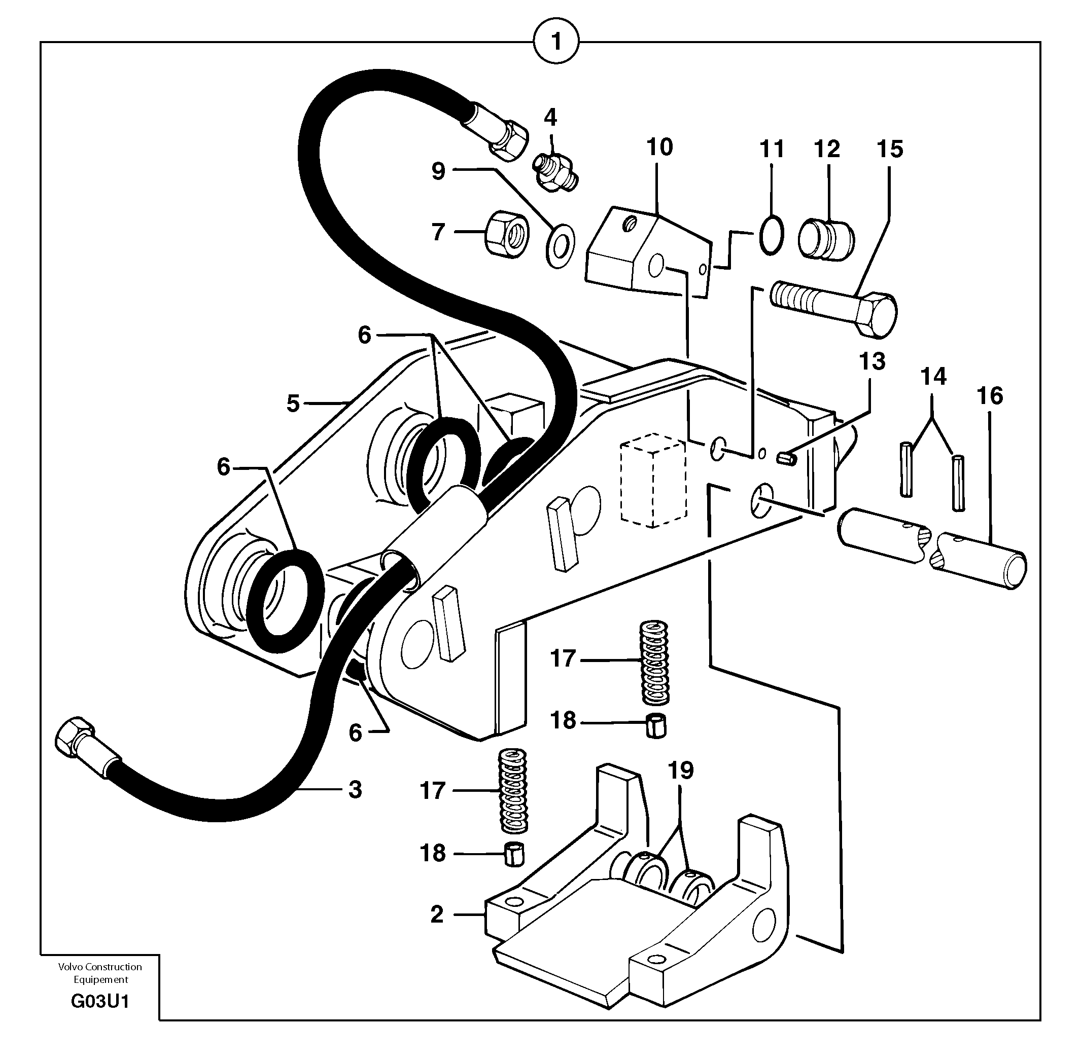 Схема запчастей Volvo EW70 - 105912 Tool holder / hydraulic control EW70VV TYPE 262