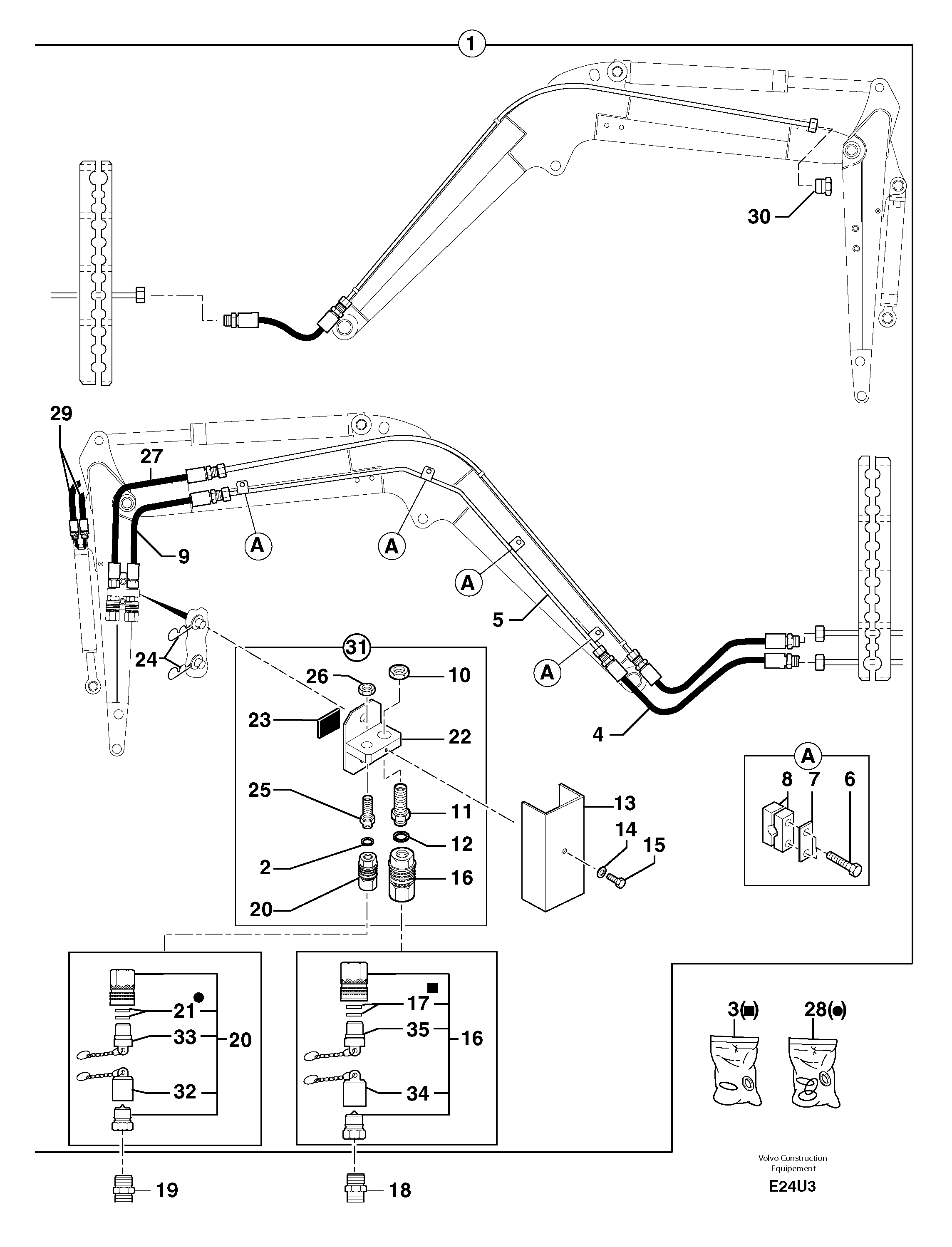 Схема запчастей Volvo EW70 - 106793 Hydraulic circuit ( accessories - 90 l/min ) EW70 TYPE 262