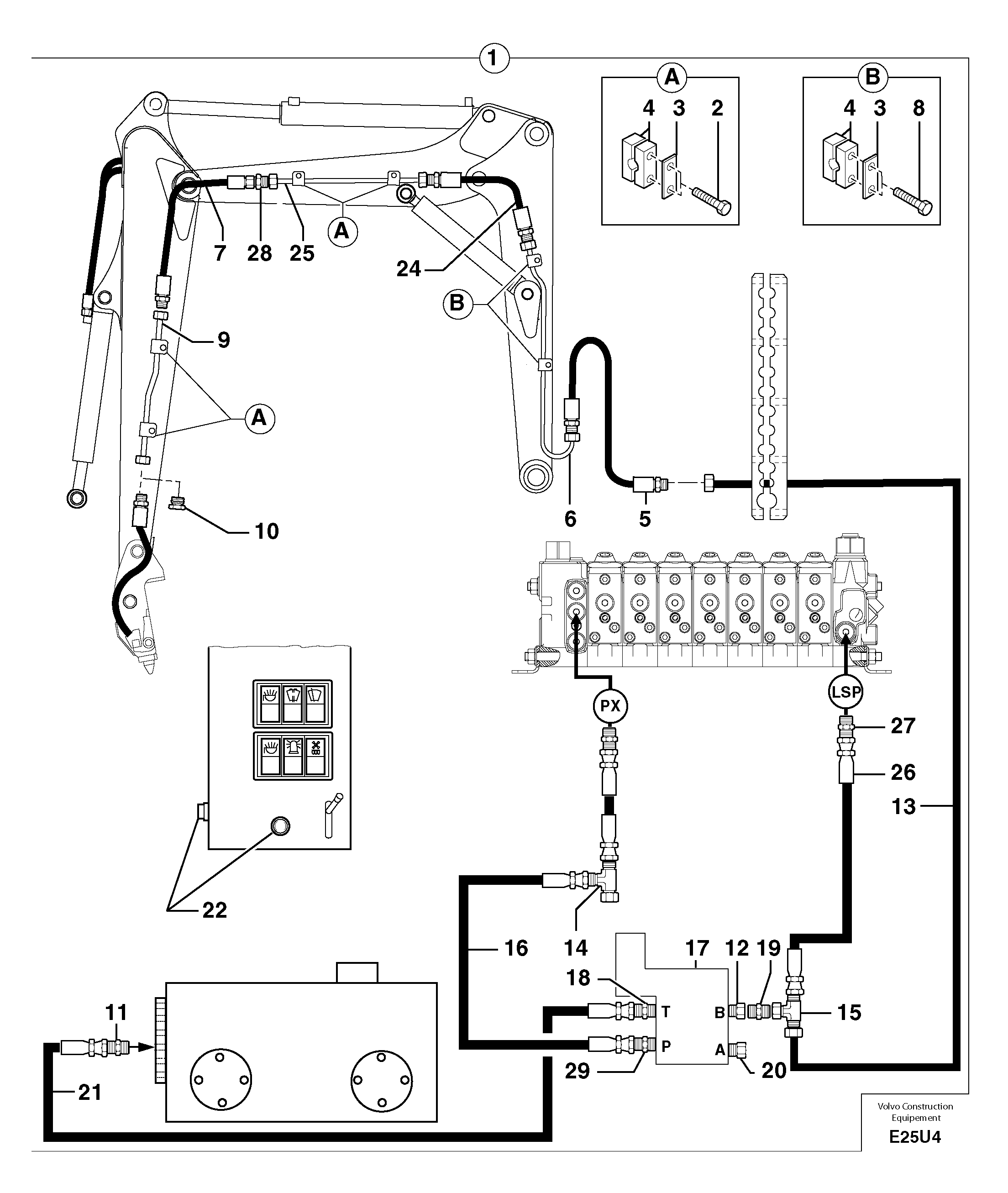 Схема запчастей Volvo EW70 - 91716 Hydraulic circuit ( snap-action attachment ) EW70VV TYPE 262