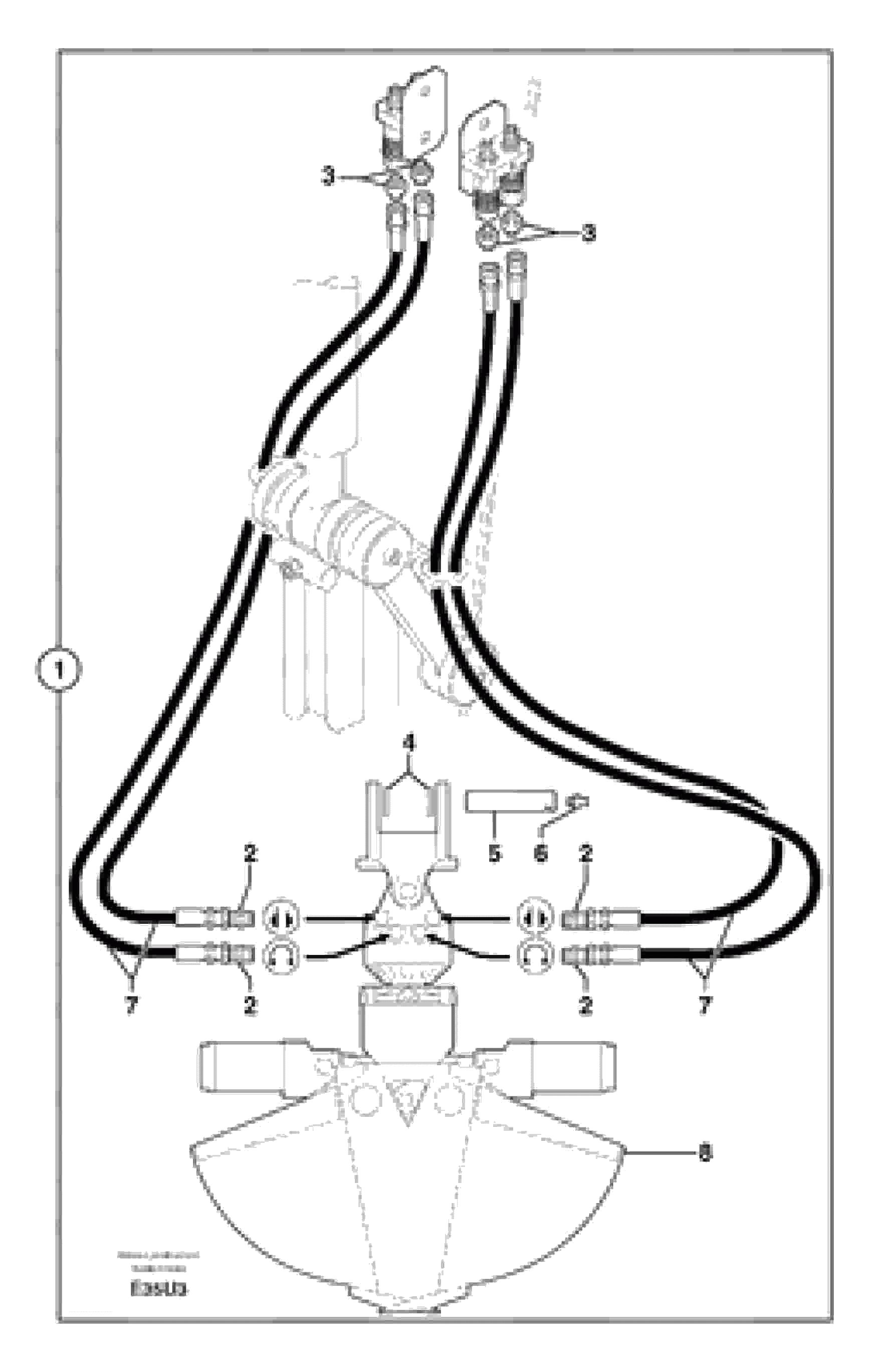 Схема запчастей Volvo EW70 - 8206 Hydr. circuit. ( grab jaw ) EW70 TYPE 262